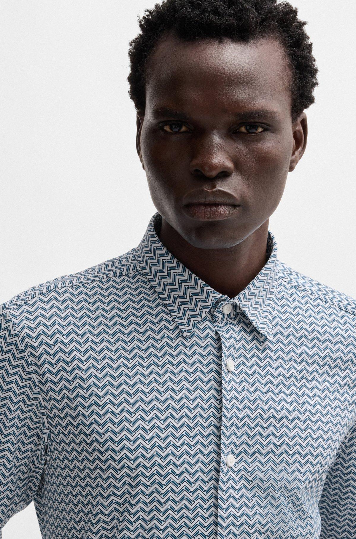 Slim-fit shirt in printed performance-stretch fabric Product Image