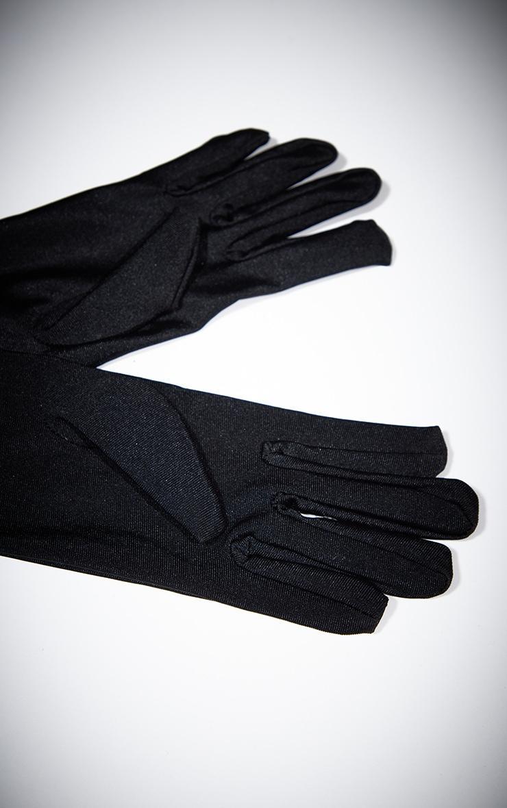 Black Plain Satin Long Gloves Product Image