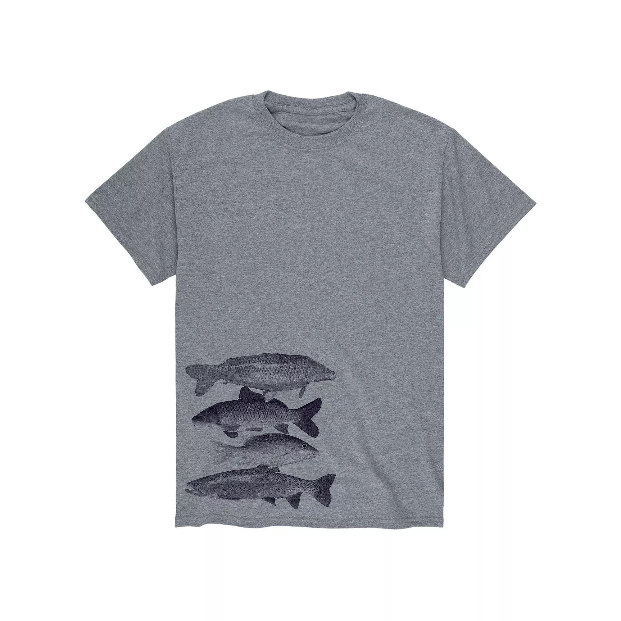 Men's Freshwater Fish Stacked Tee, Size: Small, Gray Product Image