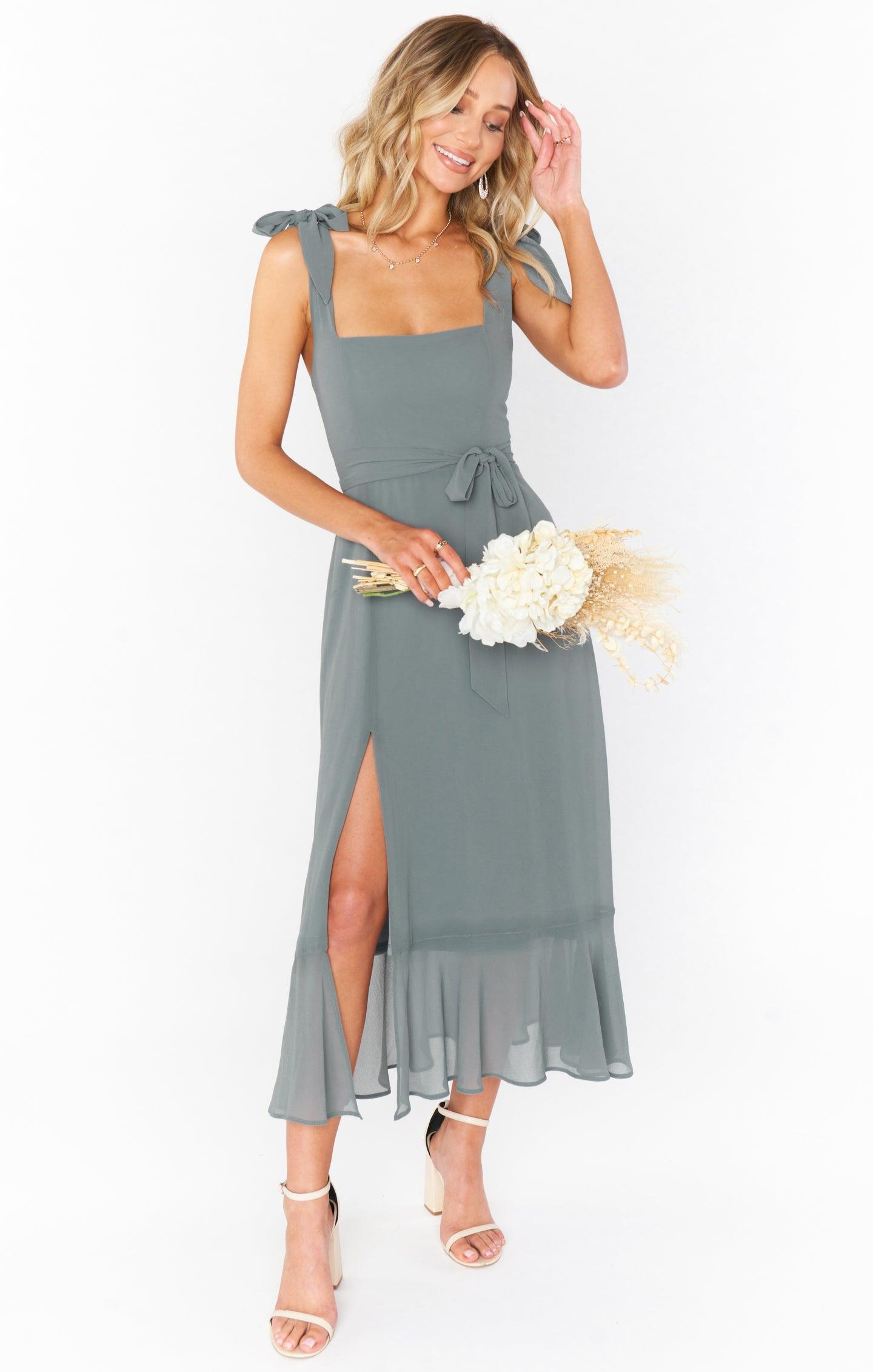 Claire Midi Dress ~ Deep Sage Chiffon Product Image