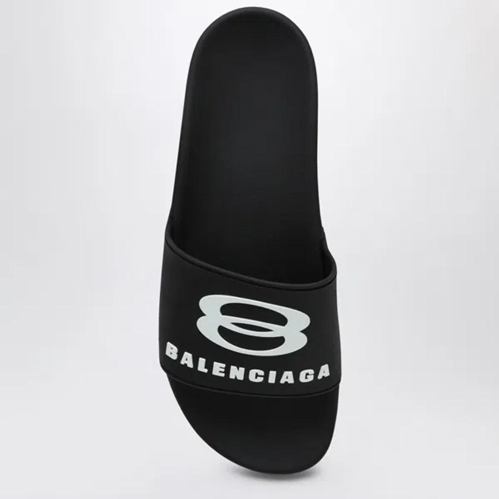 BALENCIAGA Rubber Slide Sandals For The Pool Men In Black White Product Image