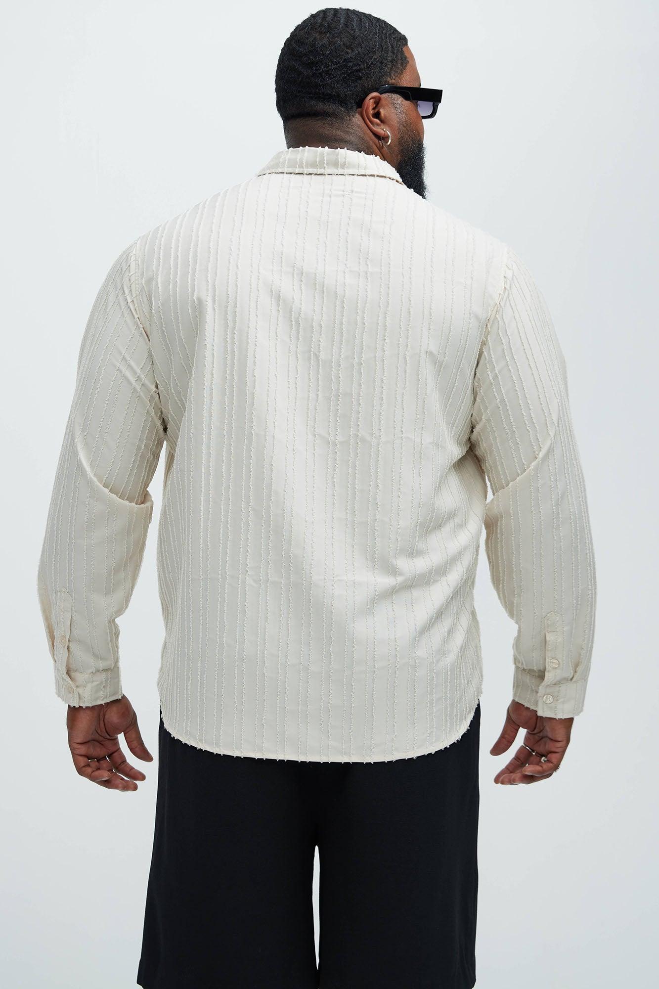 Frederick Frayed Long Sleeve Shirt - Beige Product Image