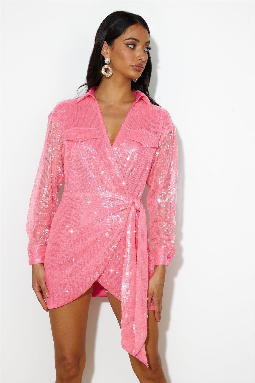 Party Shirt Dress Pink Product Image