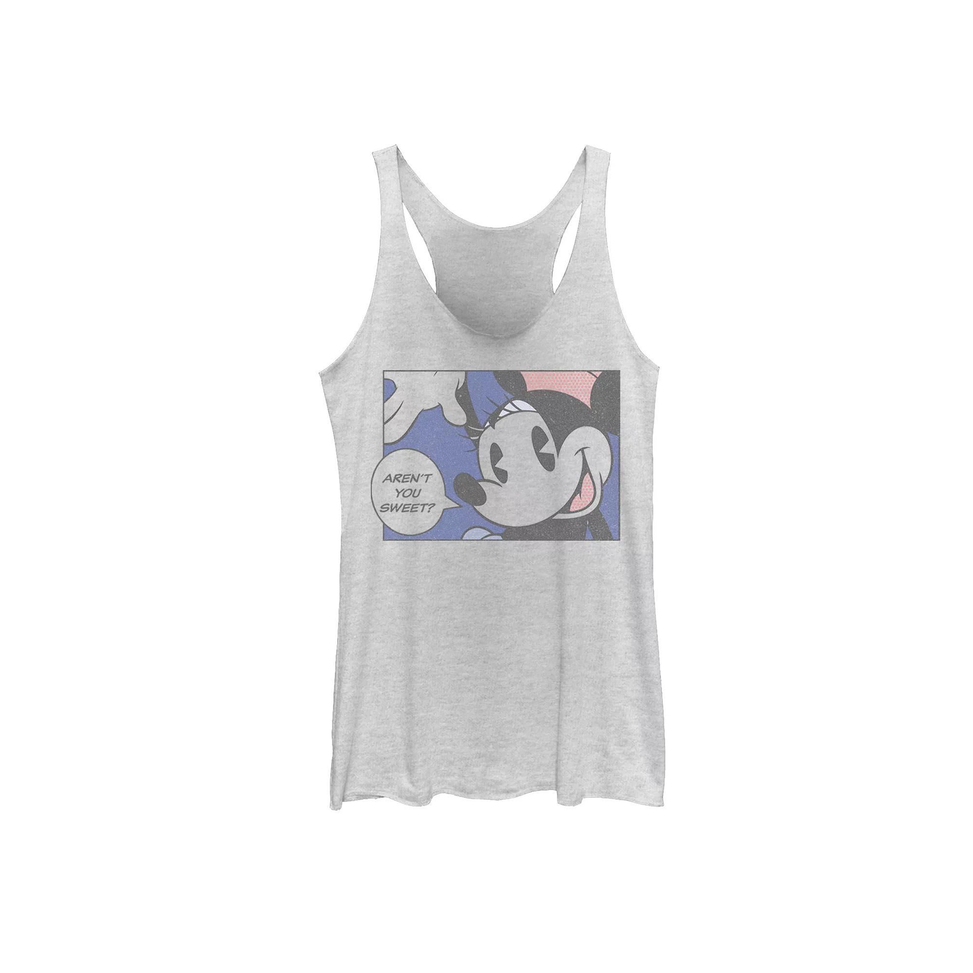 Disney's Mickey & Friends Minnie Mouse Aren't You Sweet Comic Juniors' Racerback Graphic Tank Top, Girl's, Size: Small, White Grey Product Image