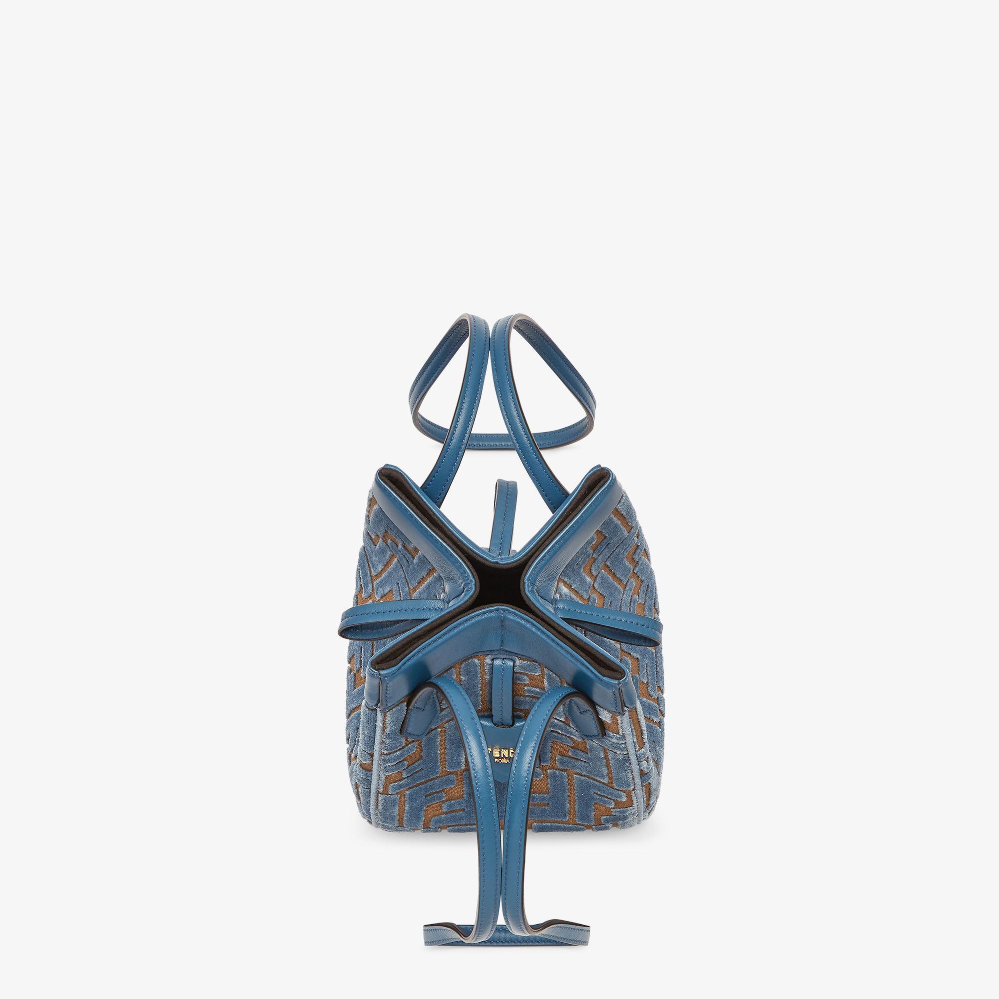 Fendi Origami MiniTransformable light blue FF jacquard velvet mini-bag Product Image