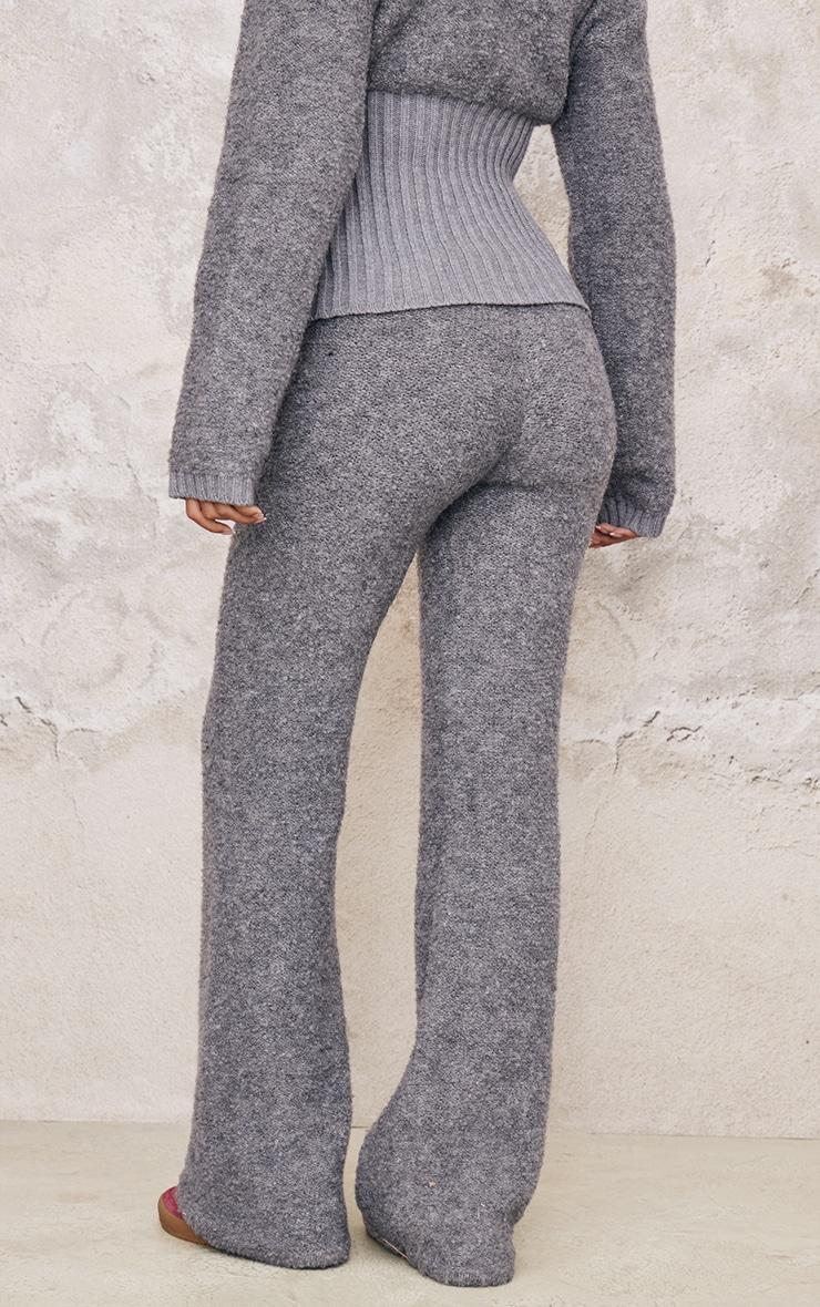 Tall Charcoal Contrast Textured Knit Pants Product Image
