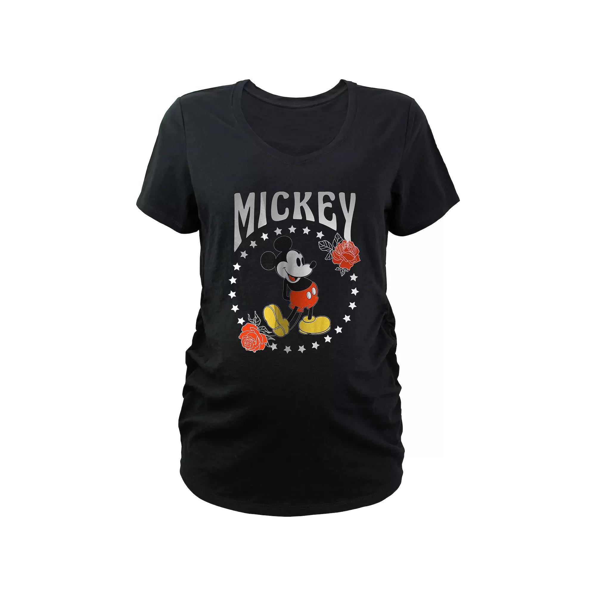 Disney's Mickey Mouse Stars And Roses Maternity Graphic Tee, Women's, Size: XXL-MAT, Black Product Image