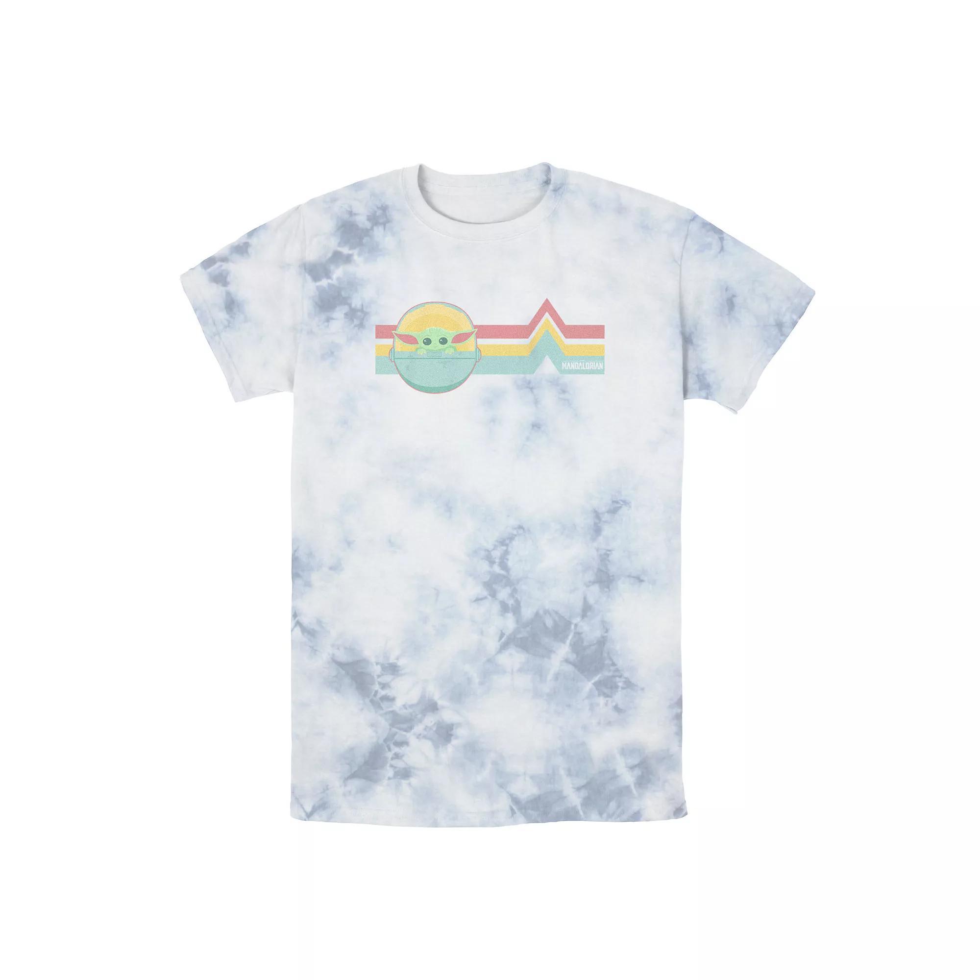 Men's Star Wars The Mandalorian The Child Rainbow Chest Lines Tee, Boy's, Size: Large, White Blue Product Image