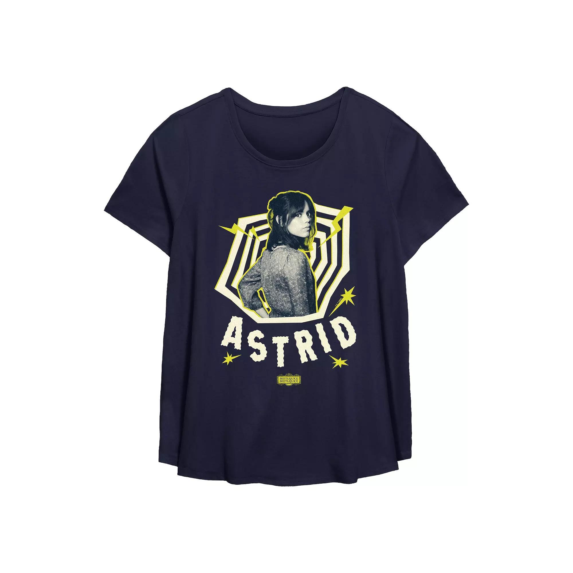 Plus Size Beetlejuice 2 Astrid Poster Flowy Graphic Tee, Women's, Size: 0X, Blue Product Image
