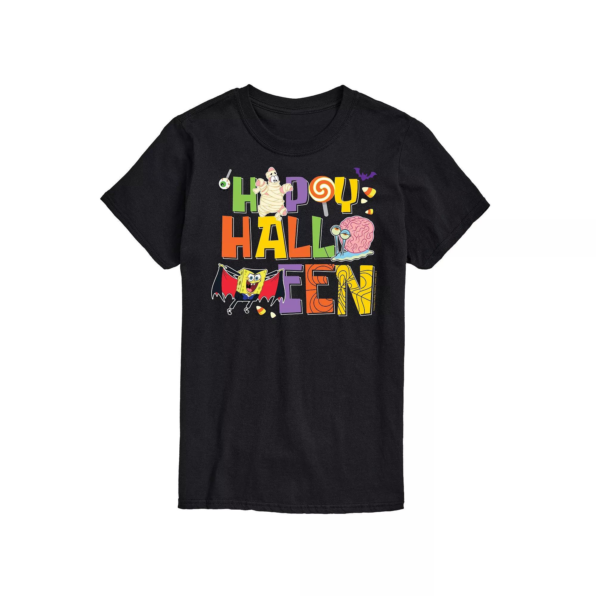 Big & Tall Spongebob Happy Halloween Graphic Tee, Men's, Size: Large Tall, Black Product Image