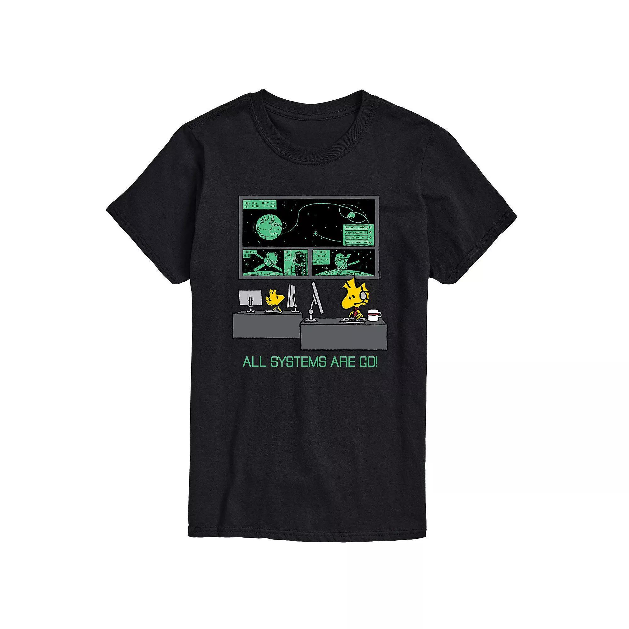 Men's Peanuts All Systems Are Go Tee, Size: XS, Black Product Image