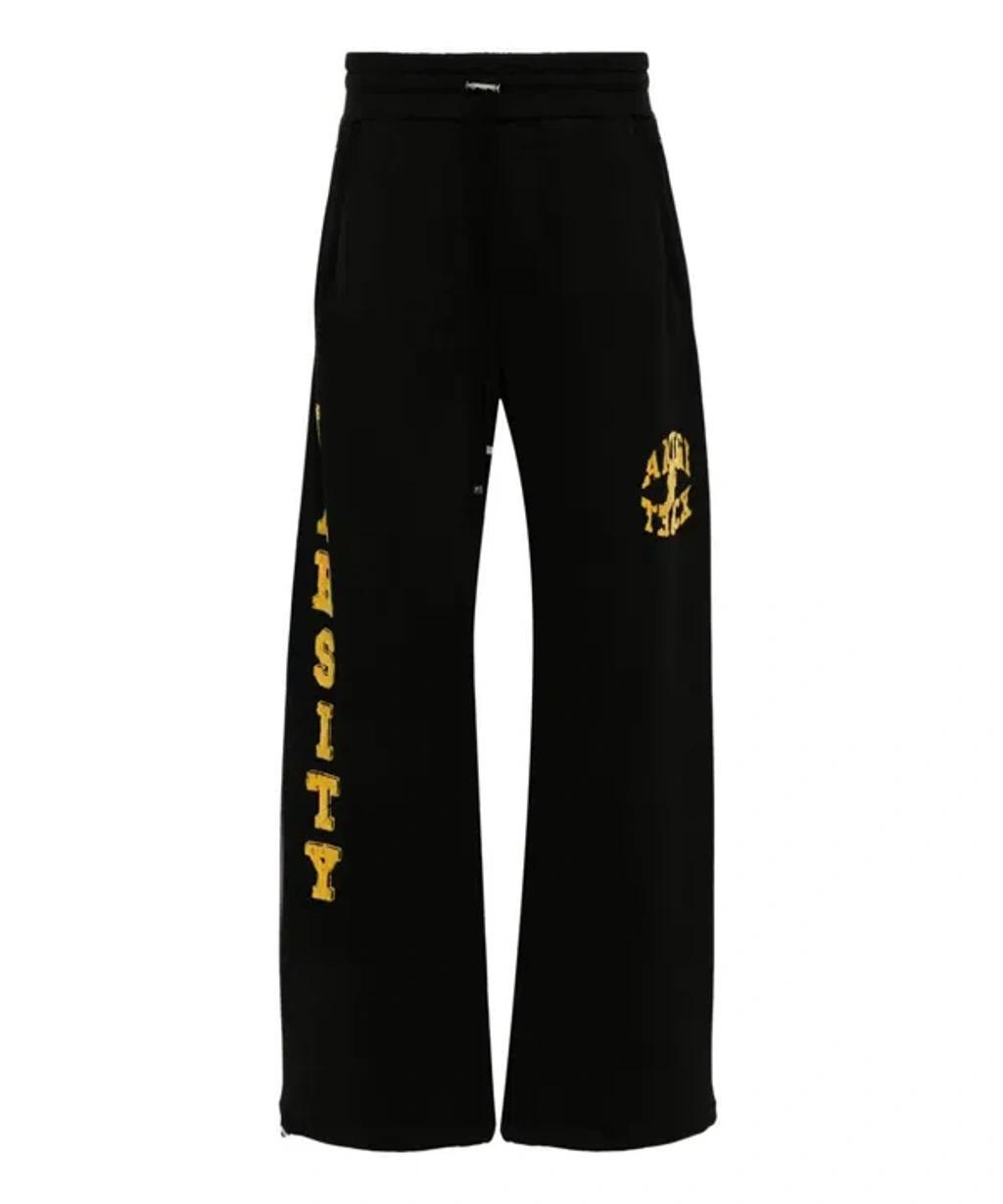 Flocked-logo Cotton Track Pants In Black Product Image