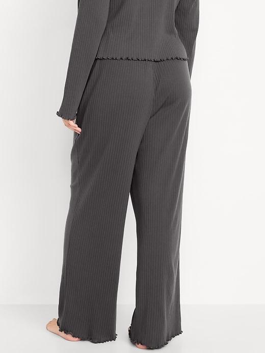 High-Waisted Ribbed Pajama Pants Product Image