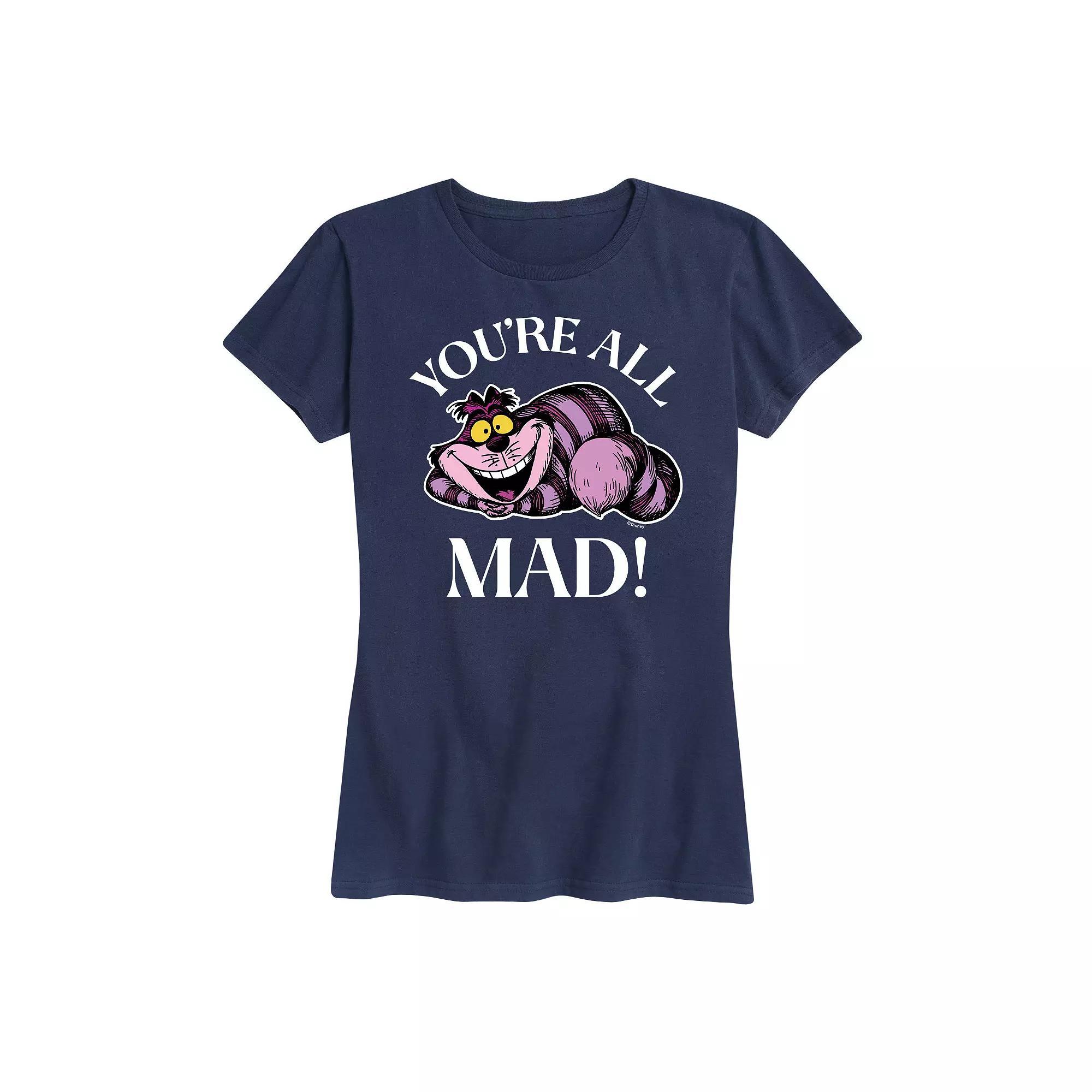 Disney's Alice in Wonderland Women's You're All Mad Graphic Tee, Girl's, Size: Medium, Grey Blue Product Image