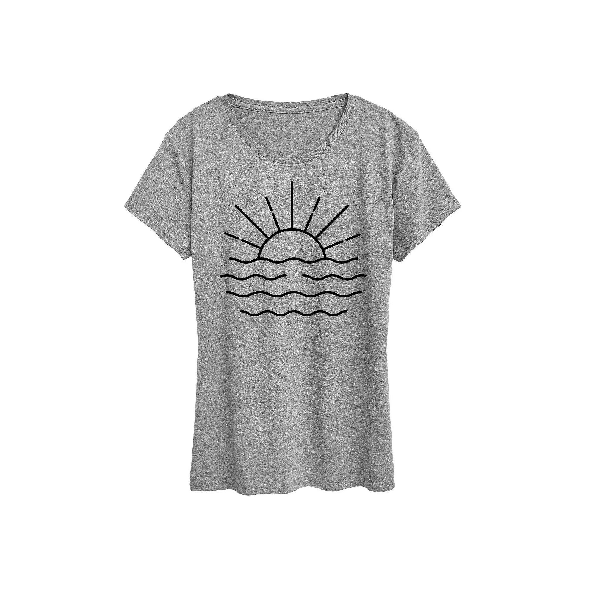 Women's Ocean Sunset Linework Graphic Tee,  Product Image