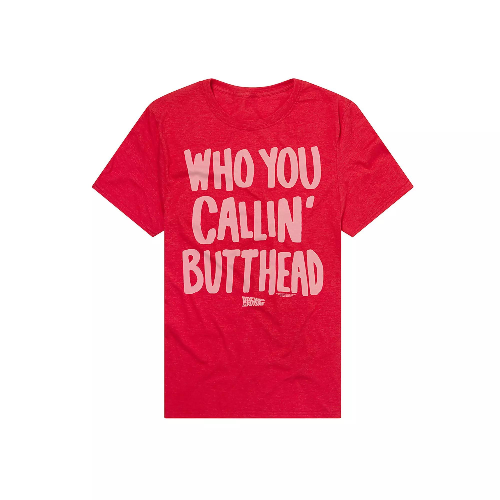 Men's Back To The Future Who You Callin' Butthead T-Shirt, Size: Medium, Red Product Image