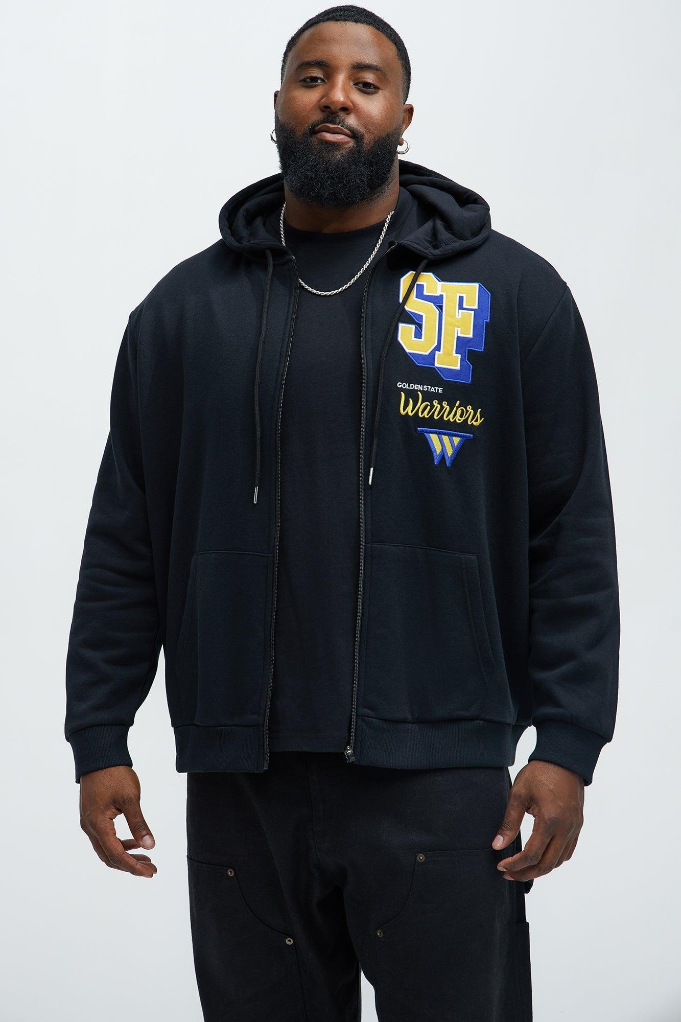 Warriors Bold Zip Up Hoodie - Black Male Product Image