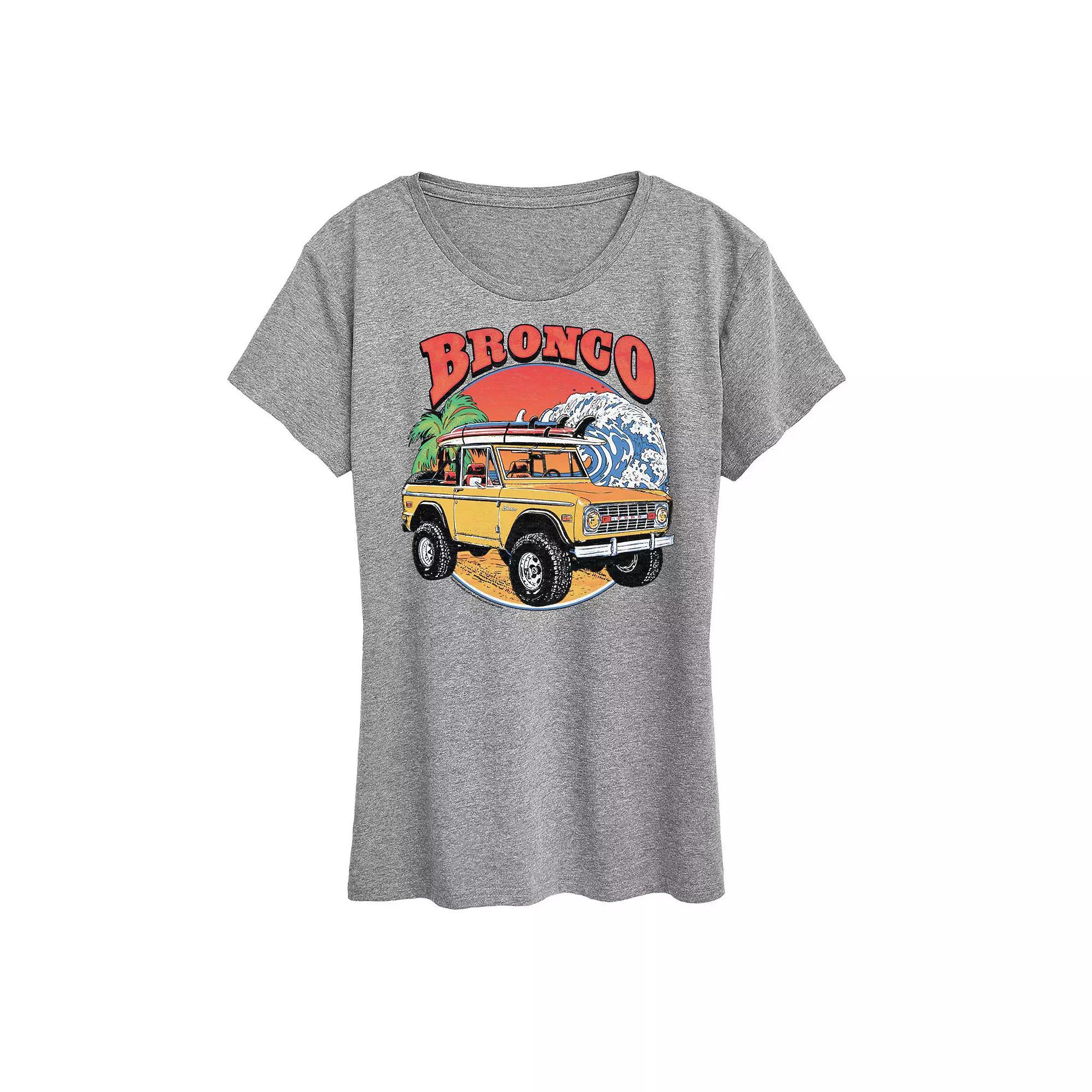 Women's Ford Bronco Beach Graphic Tee, Size: XL, Grey Gray Product Image