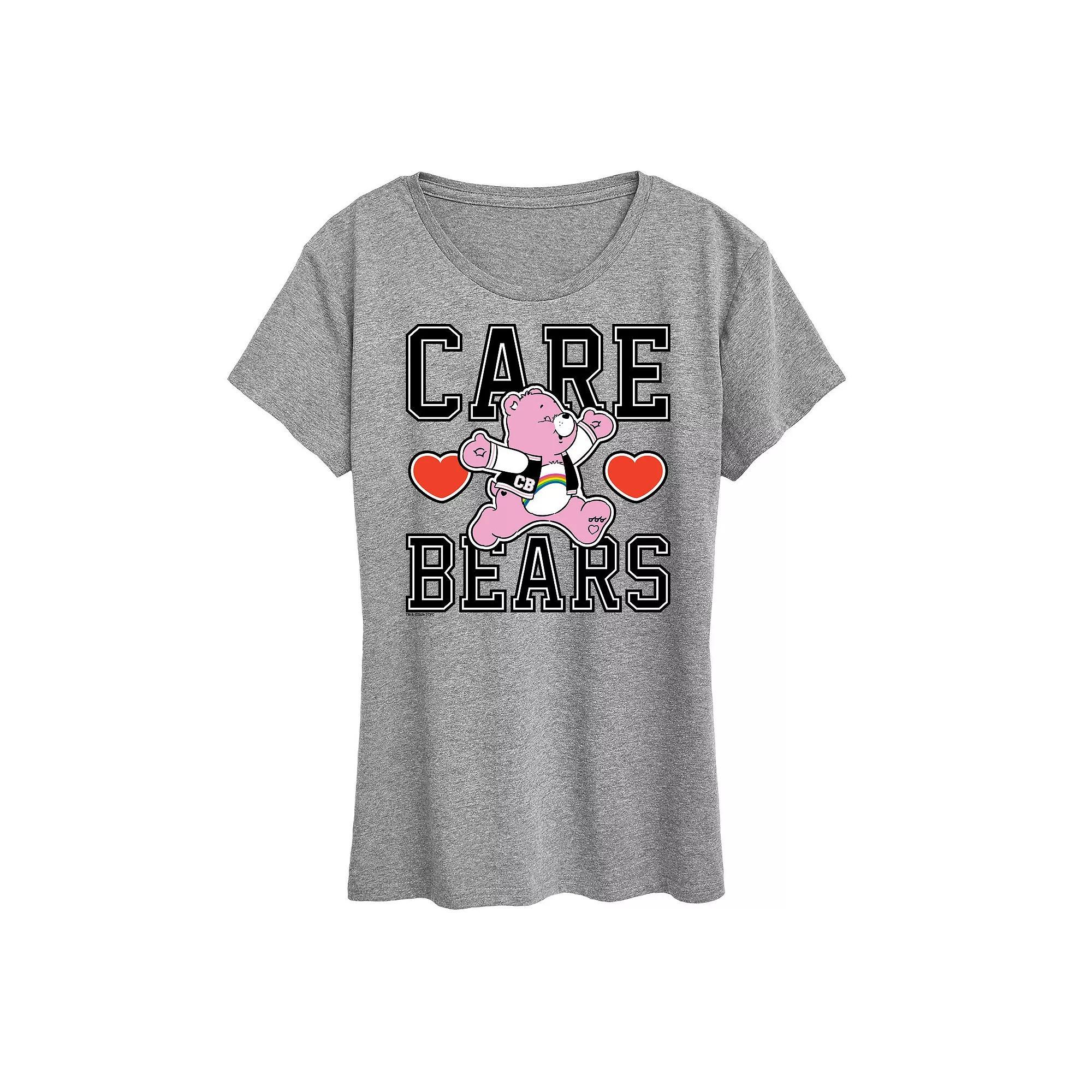 Women's Care Bears Varsity Graphic Tee, Size: Large, Grey Gray Product Image