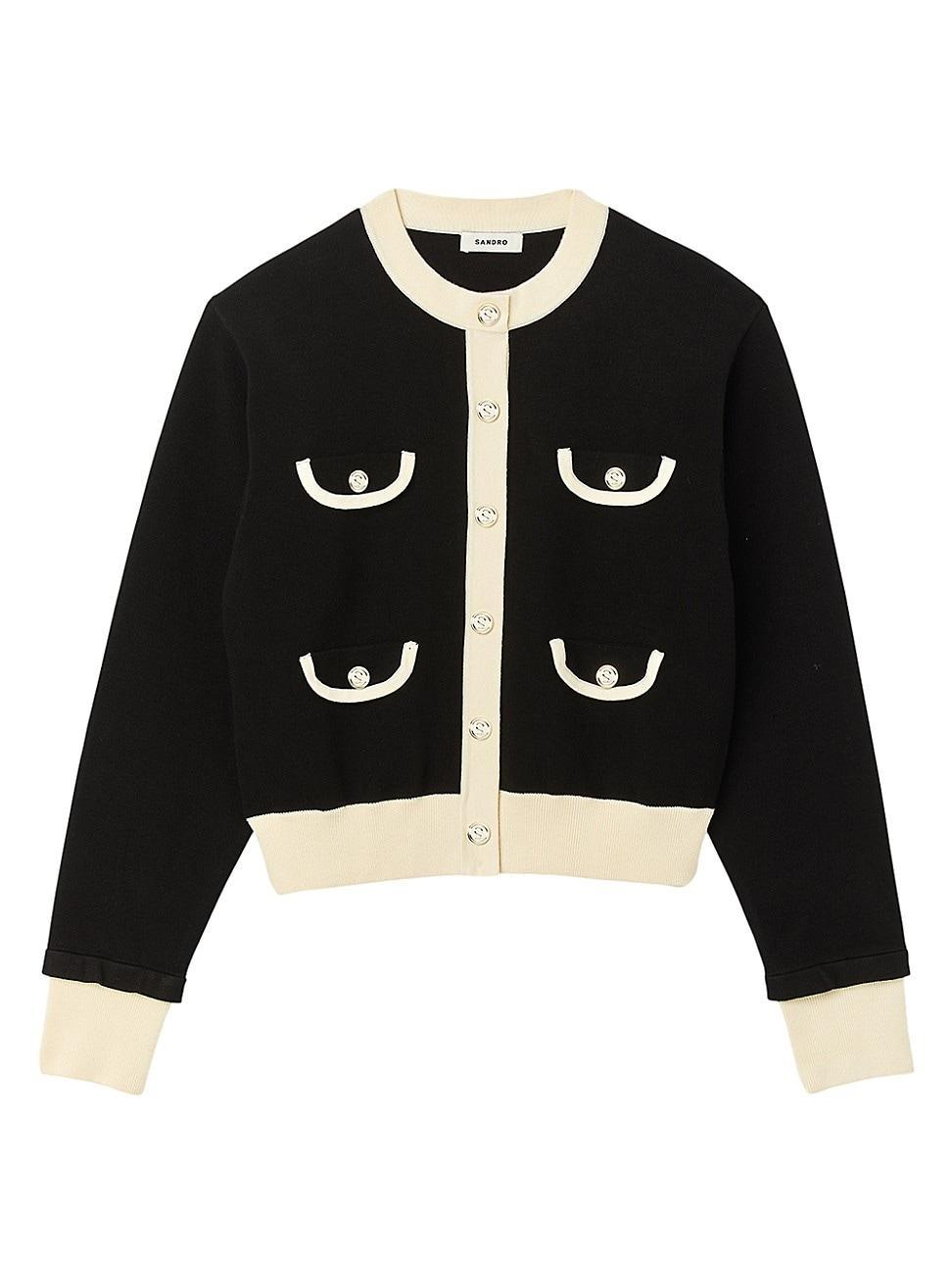 Womens Two-Tone Cardigan with Buttons Product Image