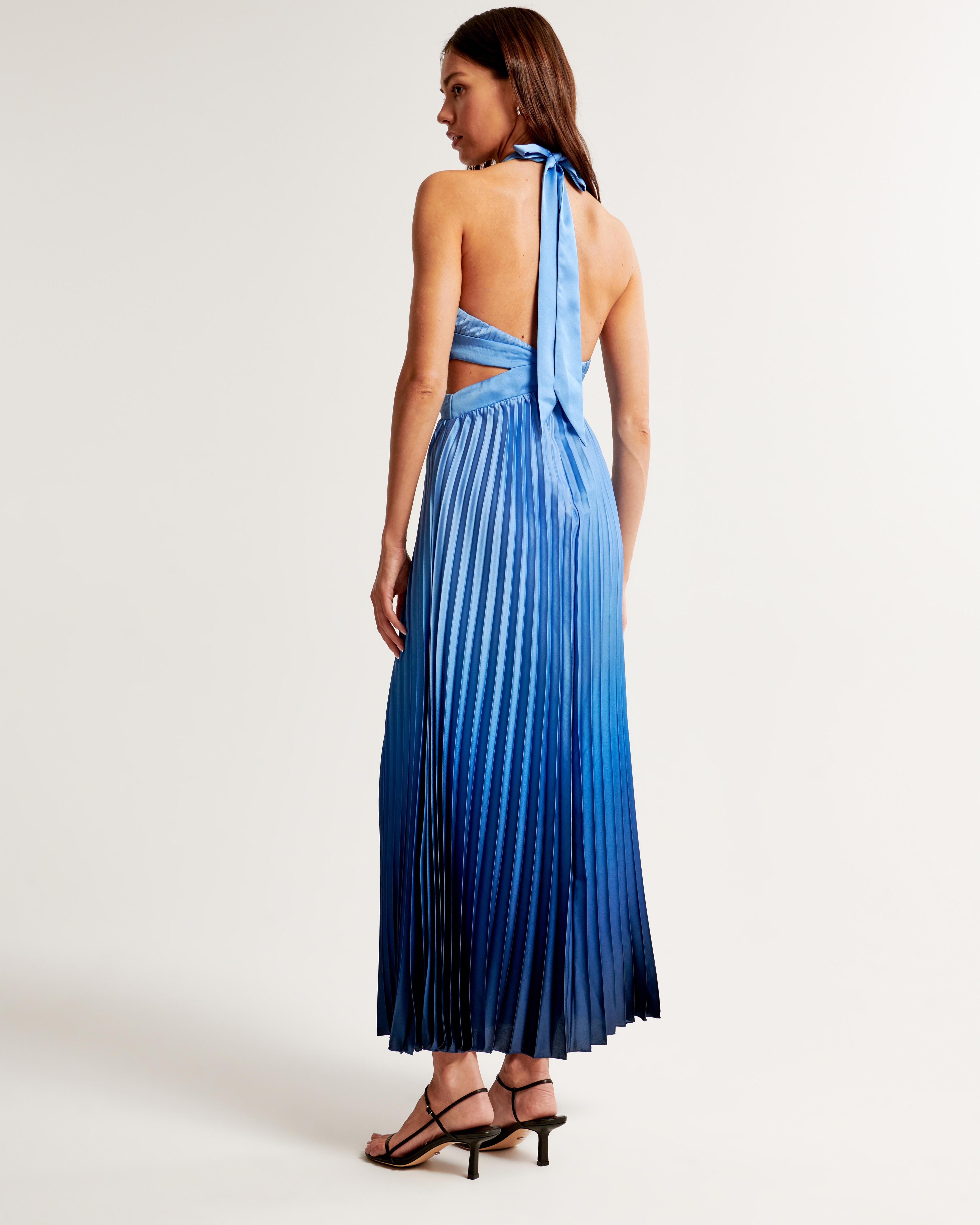 The A&F Giselle High-Neck Pleated Cutout Maxi Dress Product Image