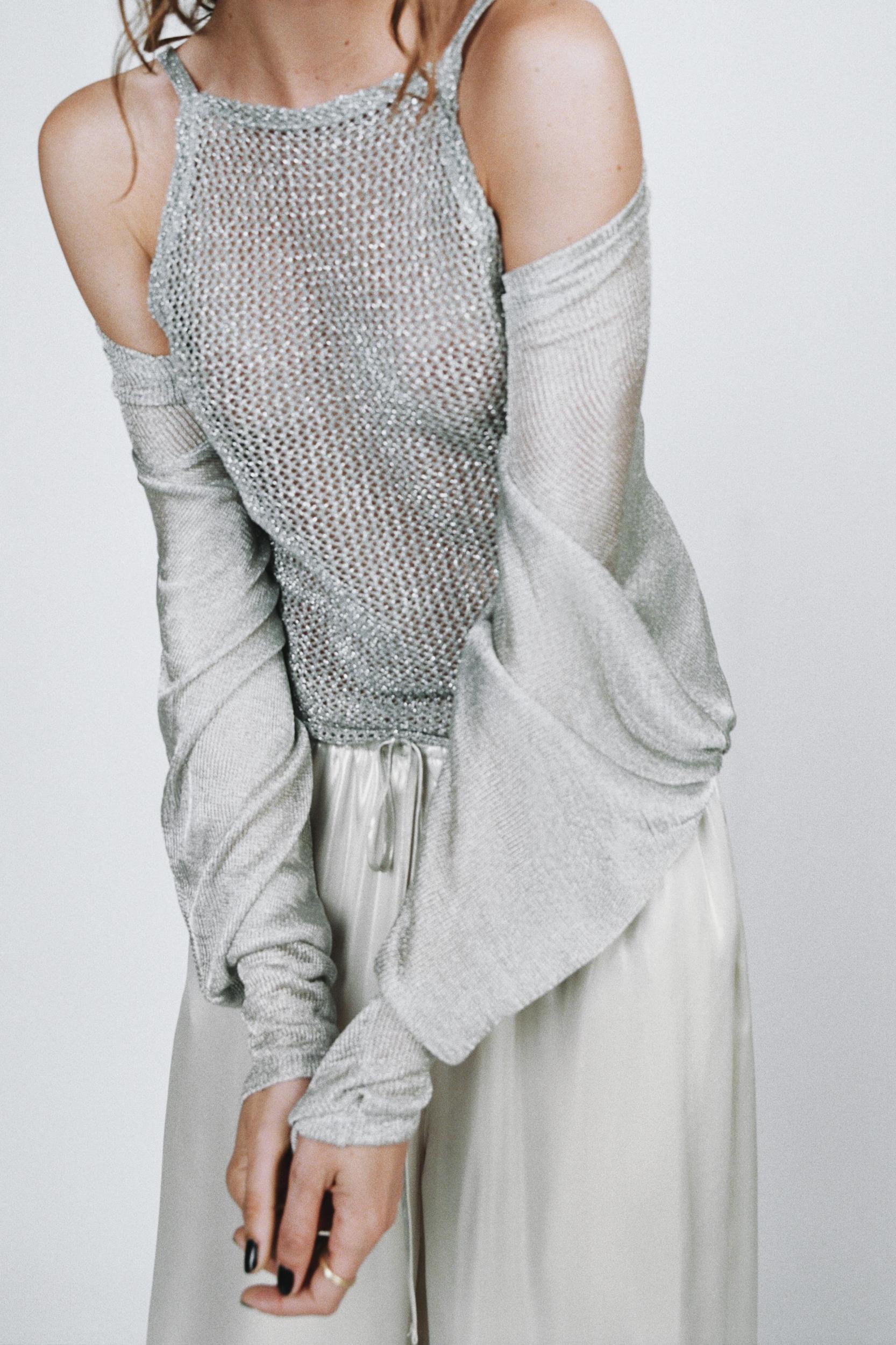 METALLIC THREAD CROCHET TOP Product Image