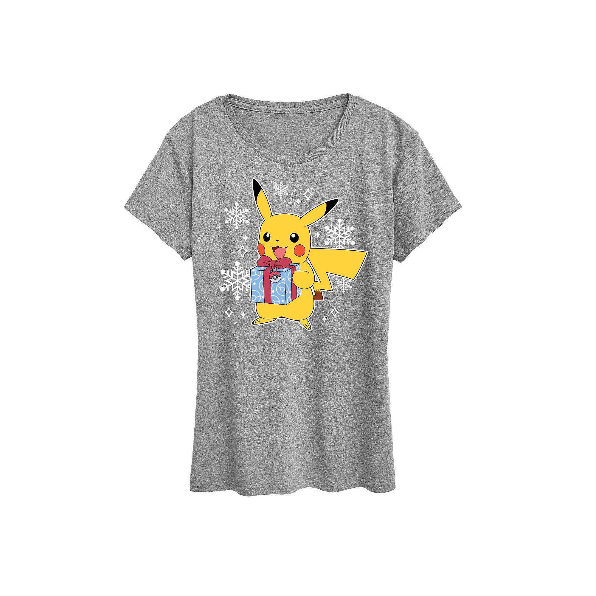 Women's Pokemon Pika Presents Tee, Girl's, Size: XXL, Grey Gray Product Image