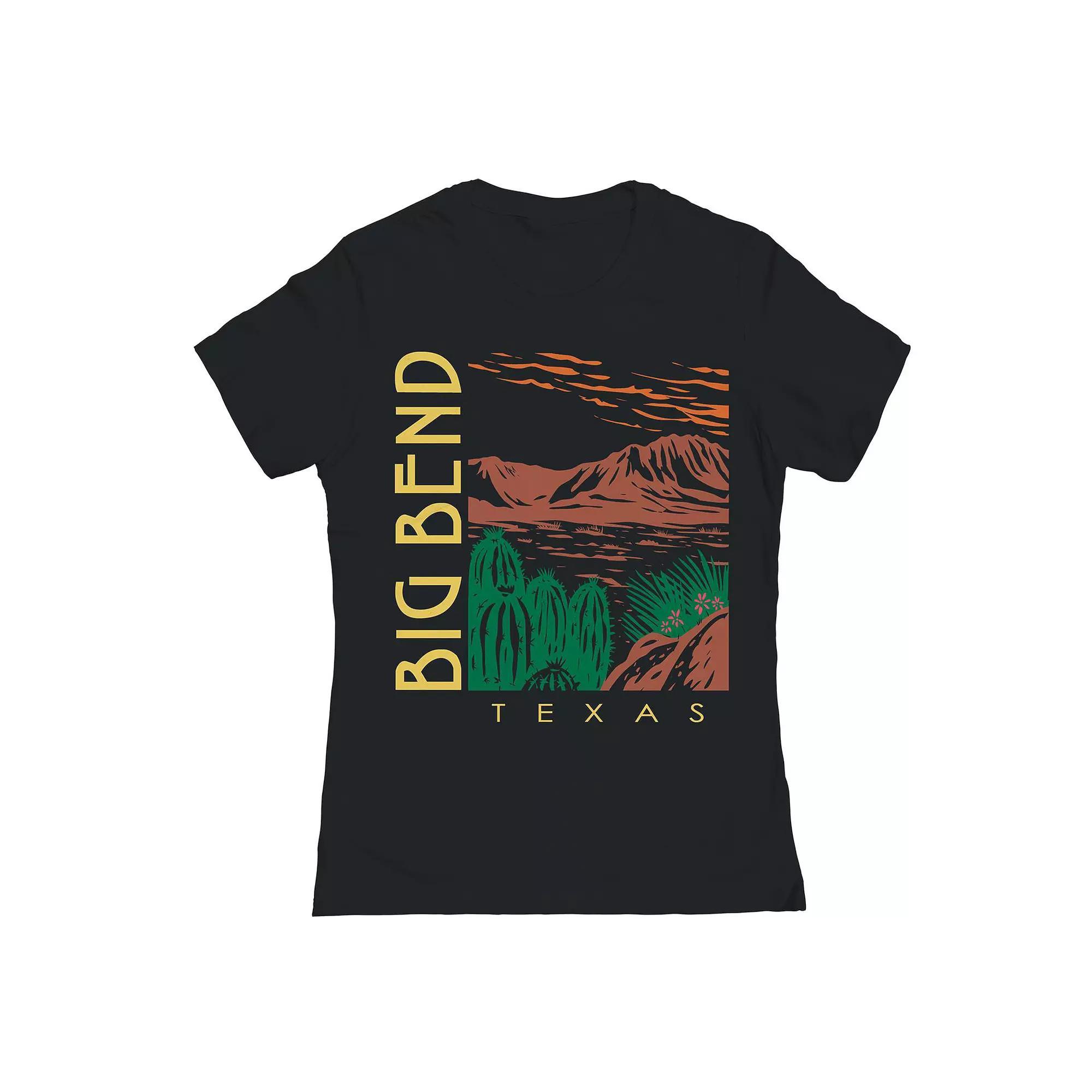 Junior's Big Bend Texas 1 Womens Graphic Tee, Girl's, Size: Large, Black Product Image