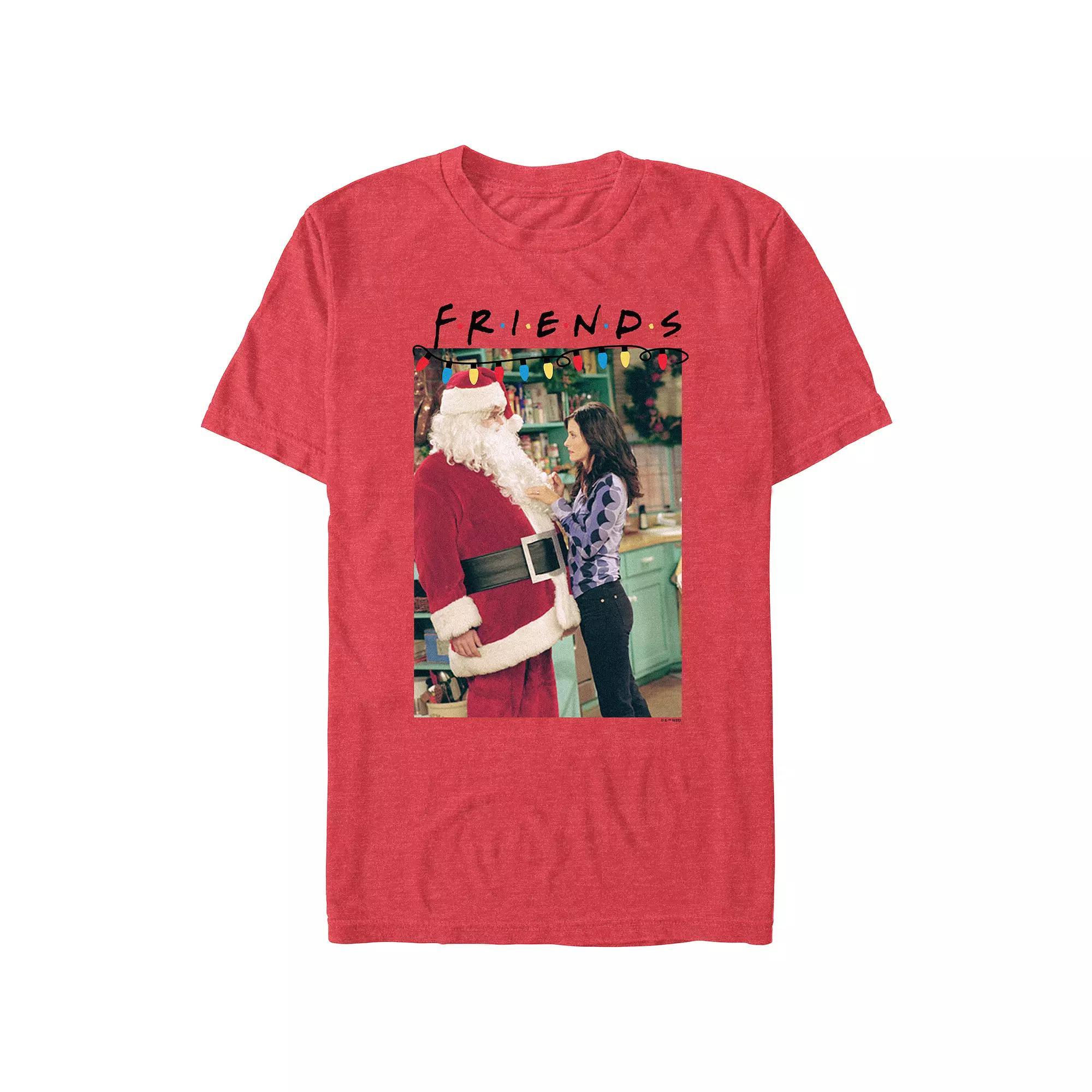 Men's Friends Santa Claus And Monica Graphic Tee, Size: XS, Red Grey Product Image