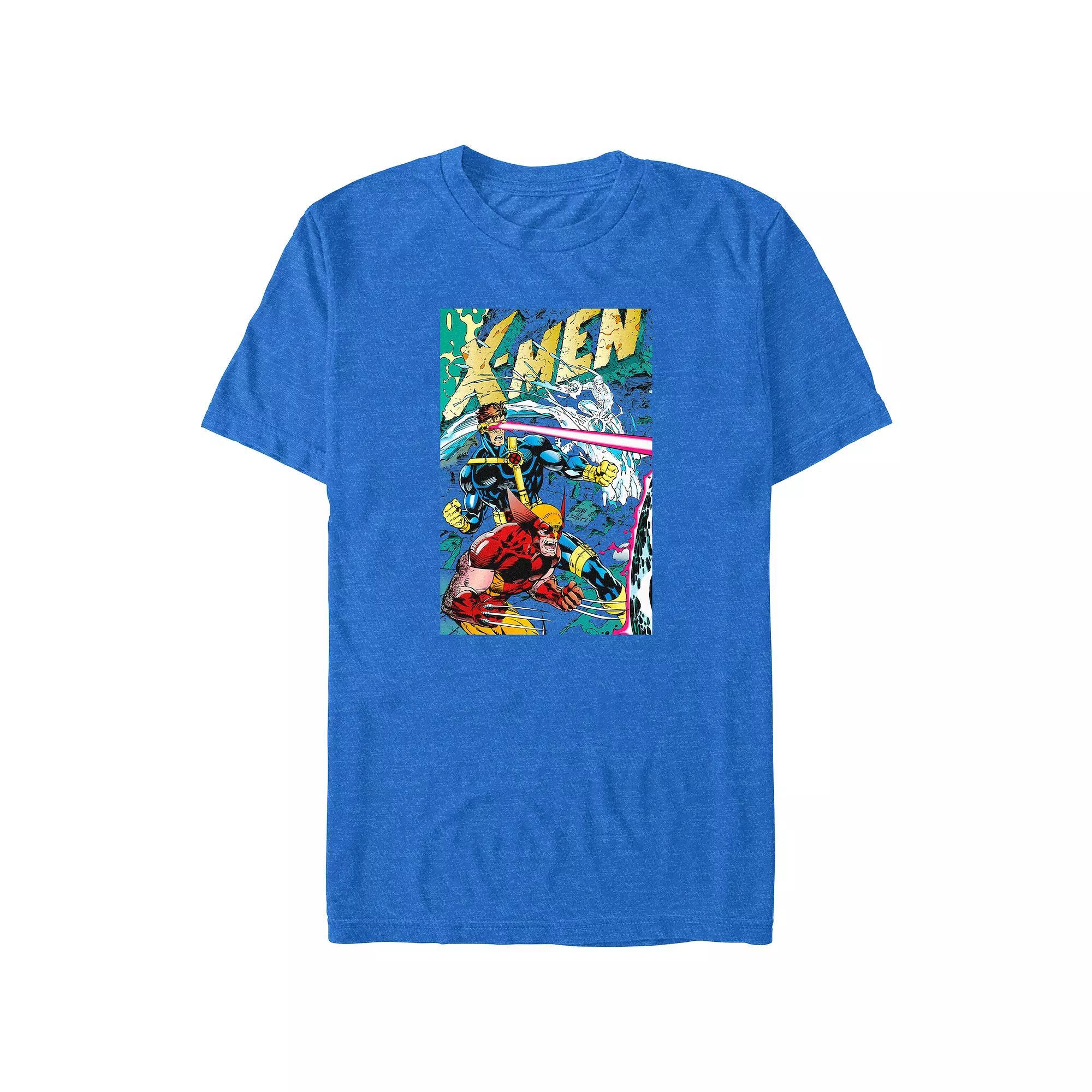 Big & Tall Marvel X-Men Fight Poster Graphic Tee, Men's, Size: 3XL Tall, Royal Grey Product Image