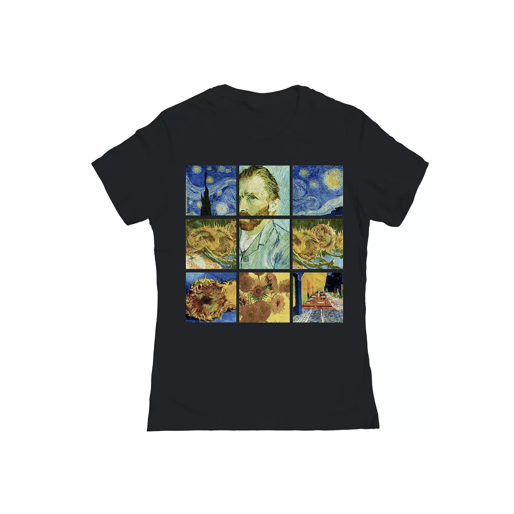 Junior's Van Gogh Squares Womens Graphic Tee, Girl's, Size: XXL, Black Product Image