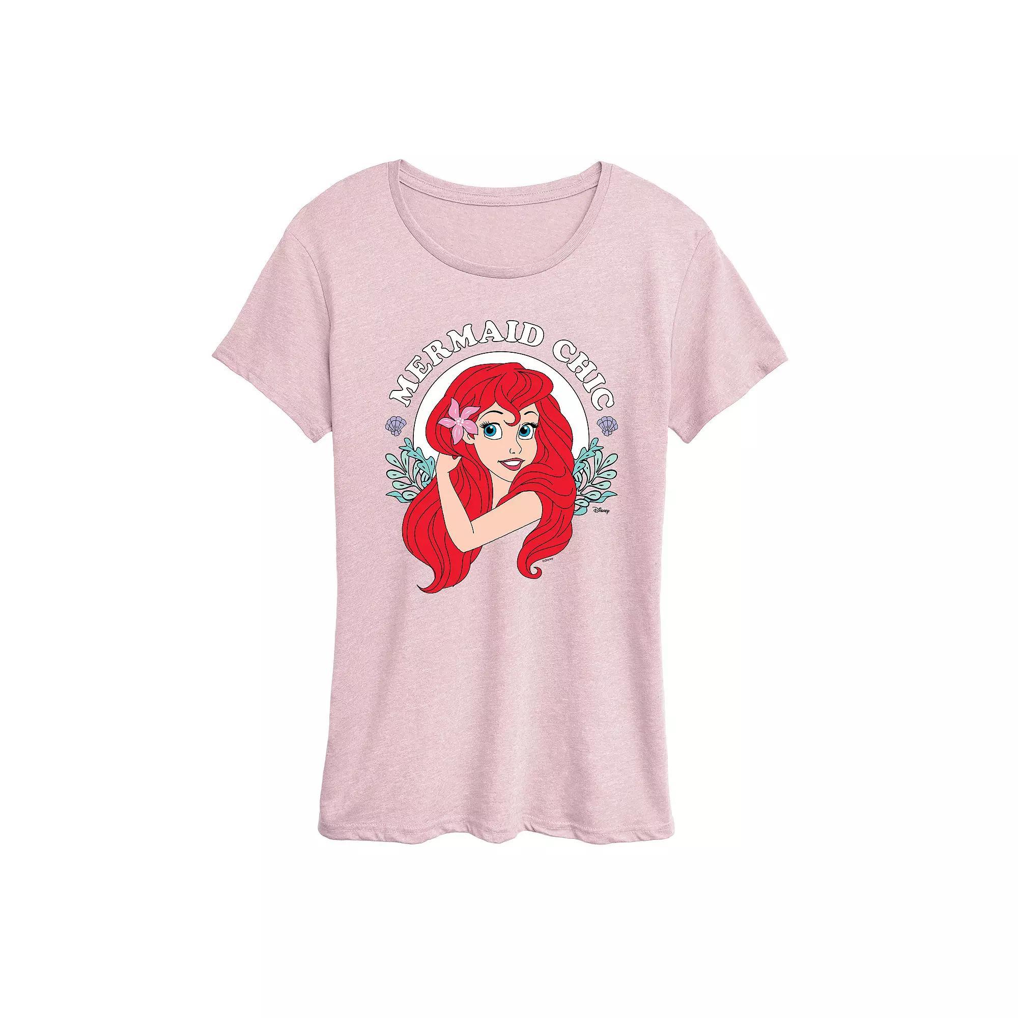 Disney Princess Ariel Women's Mermaid Chic Graphic Tee, Girl's,  Product Image