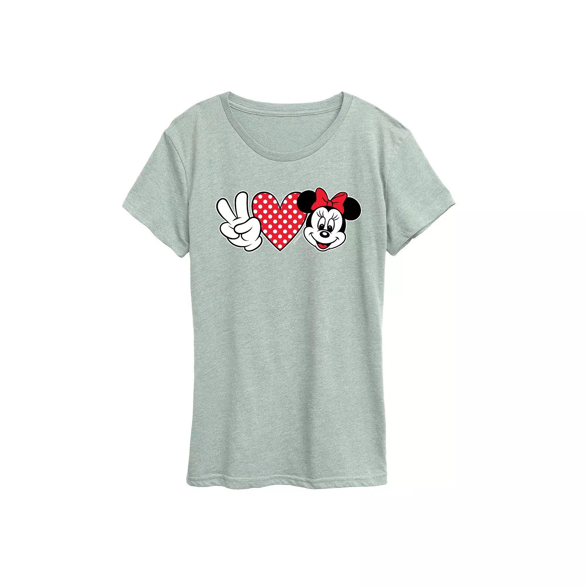 Disney's Minnie Mouse Women's Peace Love Graphic Tee,  Product Image