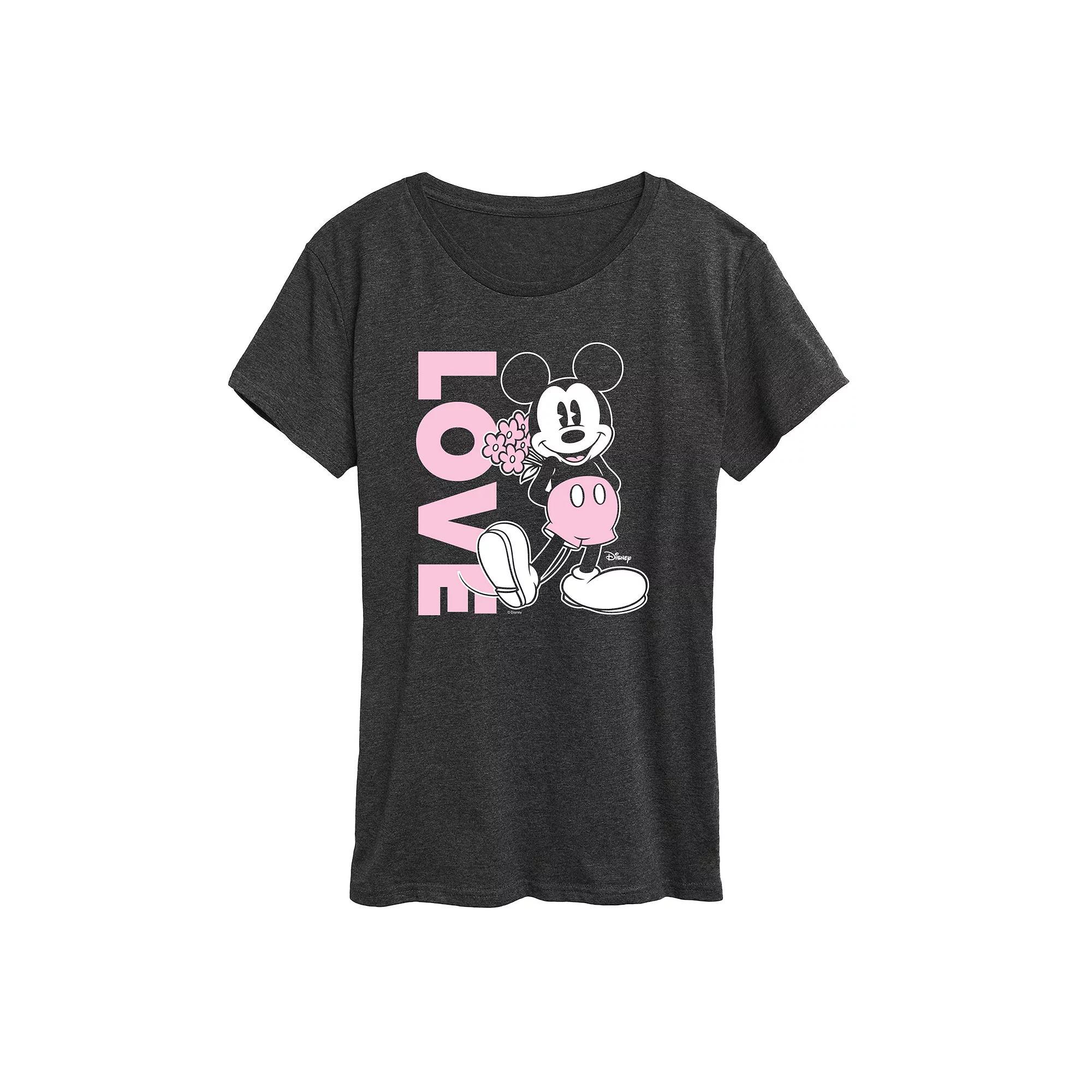Disney's Mickey Mouse Women's Love Graphic Tee, Size: XL, Heather Grey Product Image