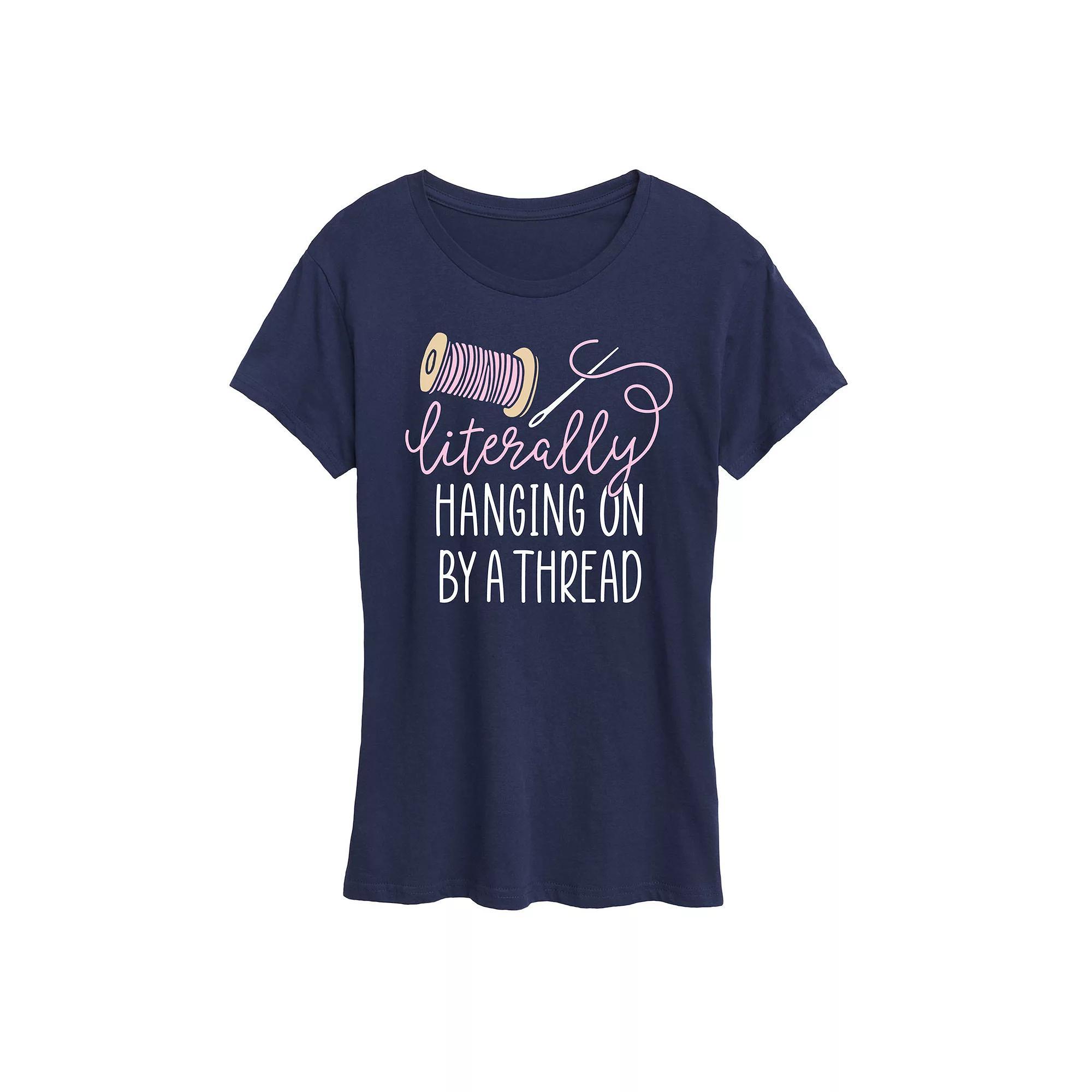 Women's Hanging On By A Thread Graphic Tee, Size: XL, Blue Product Image