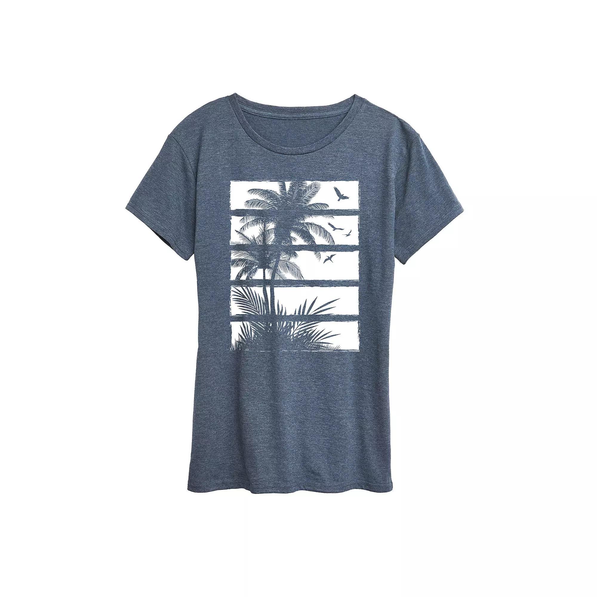 Women's Palm Tree Silhouette Panels Graphic Tee,  Product Image