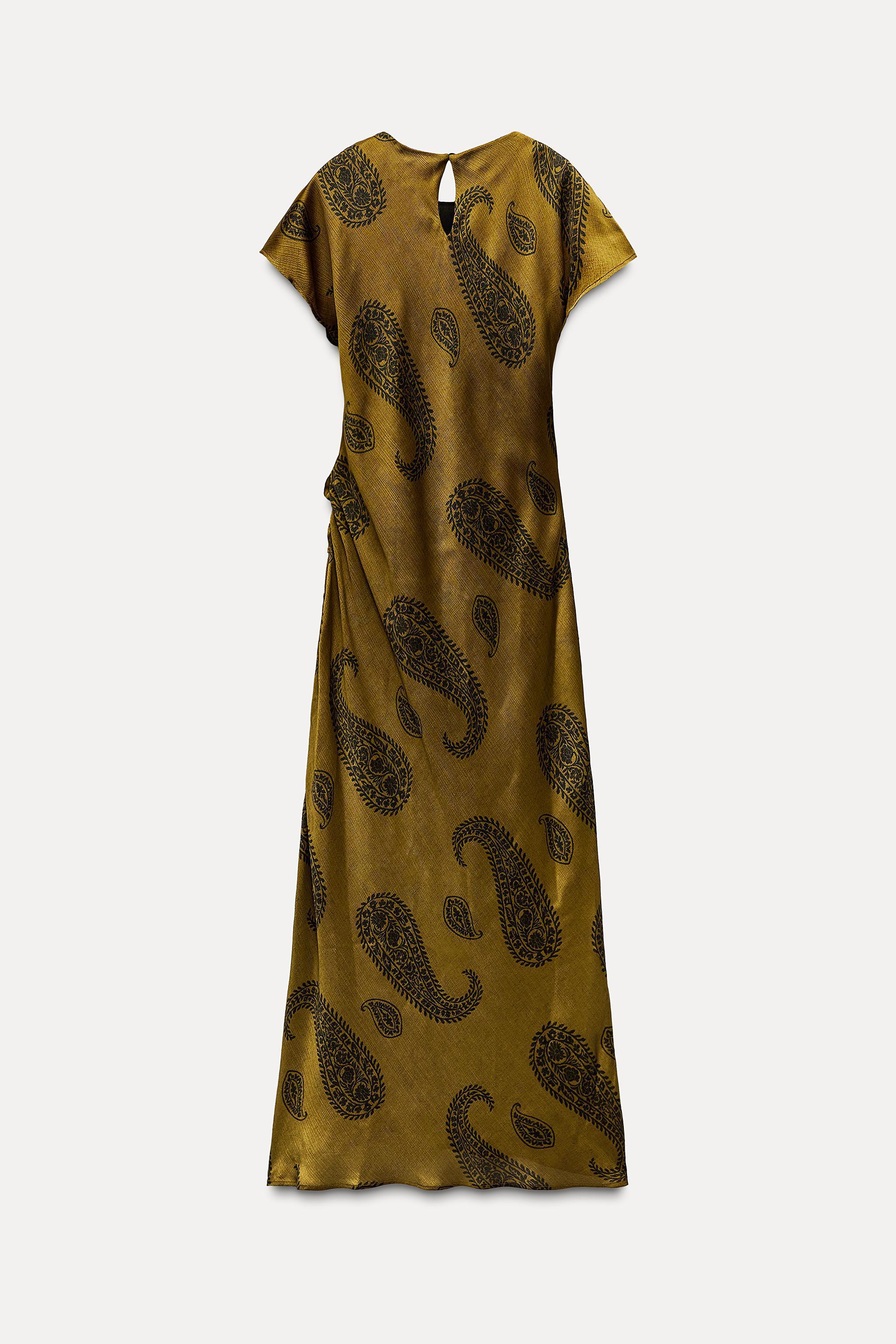 PRINTED SATIN EFFECT MIDI DRESS Product Image