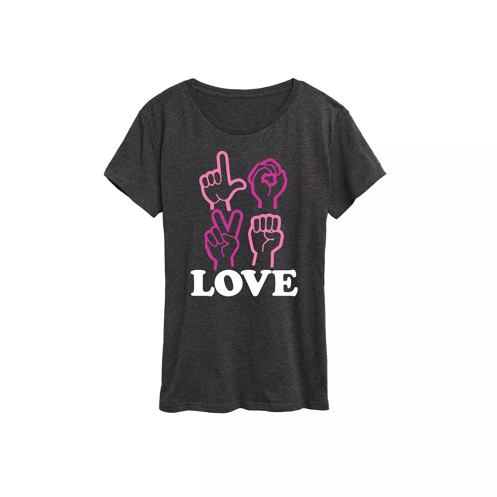 Plus Love Sign Language Graphic Tee, Women's,  Product Image