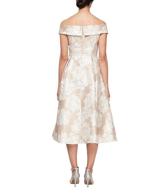Alex Evenings Off-the-Shoulder Floral Print A-Line Midi Dress Product Image