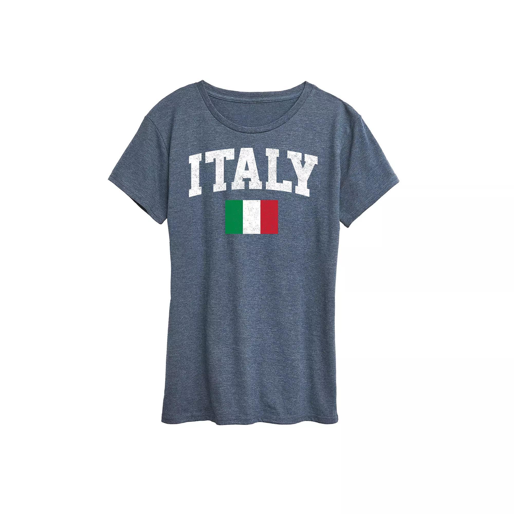 Women's Italy Flag Graphic Tee, Size: Large, Grey Blue Product Image