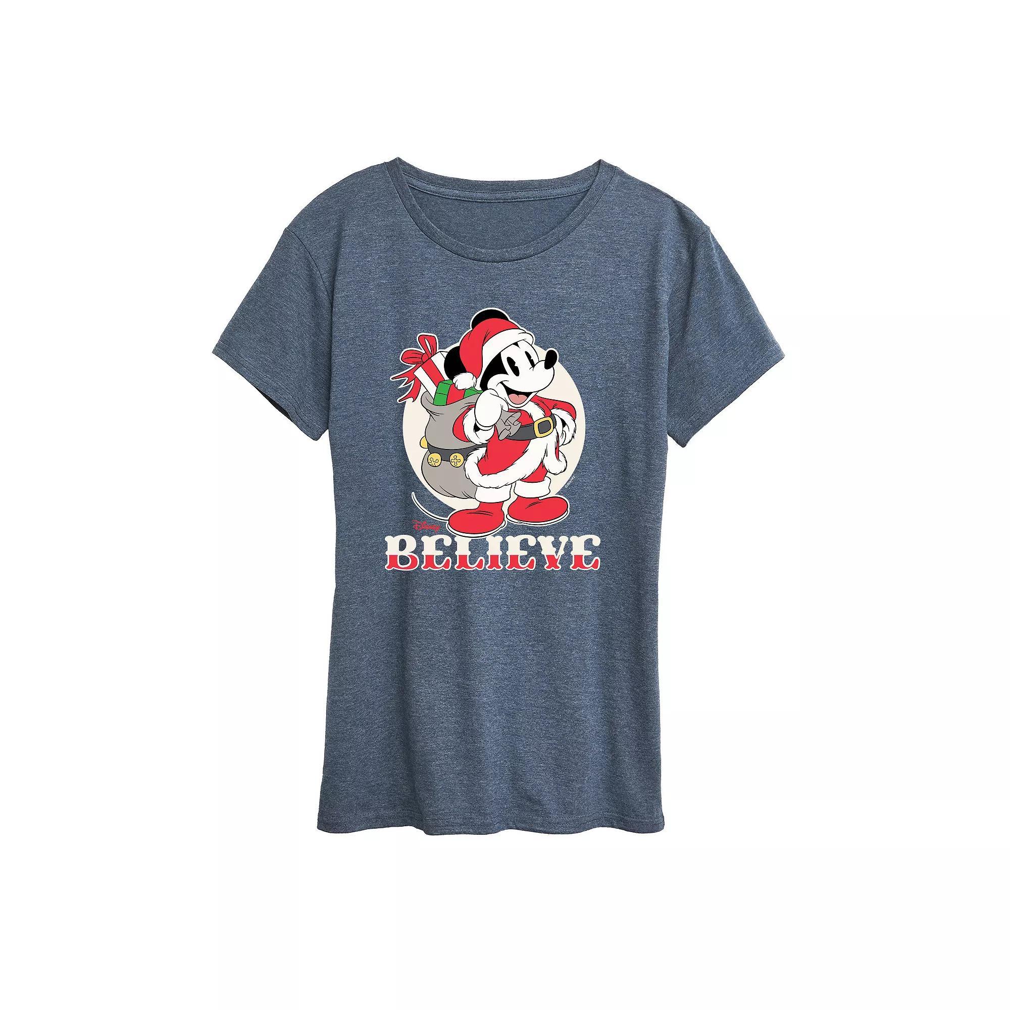 Disney's Mickey Mouse Women's Believe Holiday Graphic Tee, Girl's,  Product Image