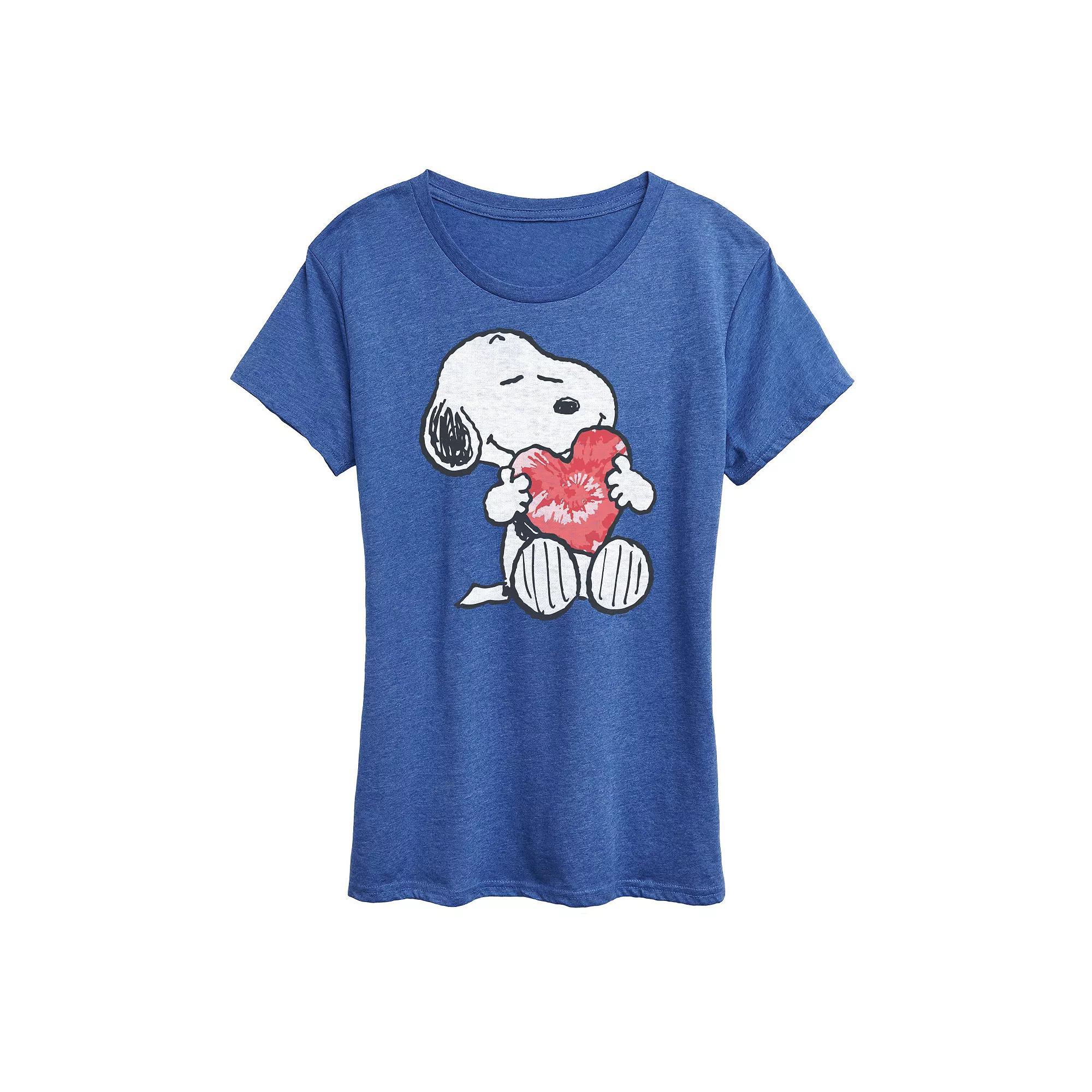 Women's Peanuts Snoopy With Heart Graphic Tee, Girl's, Size: Small, Grey Dark Red Product Image