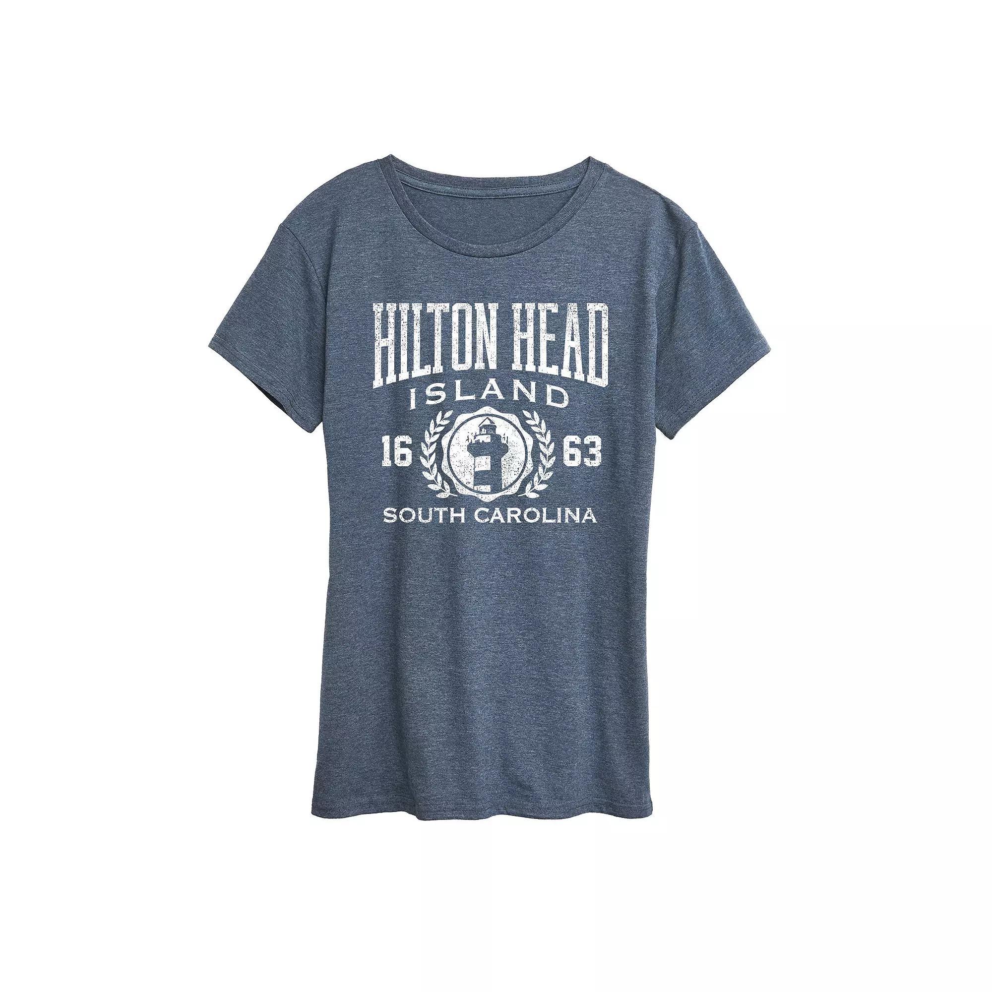 Women's Hilton Head Island Collegiate Graphic Tee, Size: Medium, Grey Blue Product Image