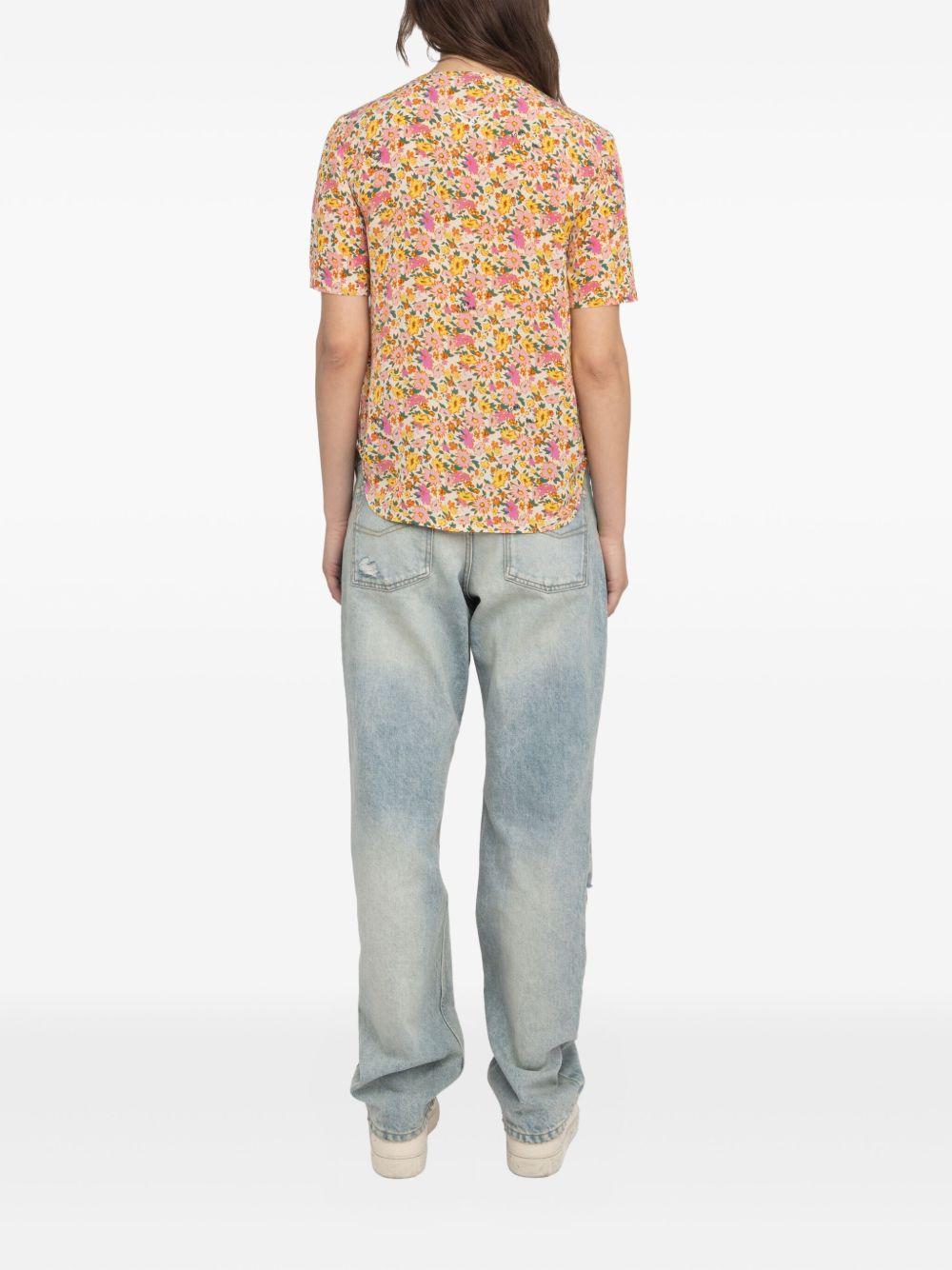 floral-print short-sleeve top Product Image