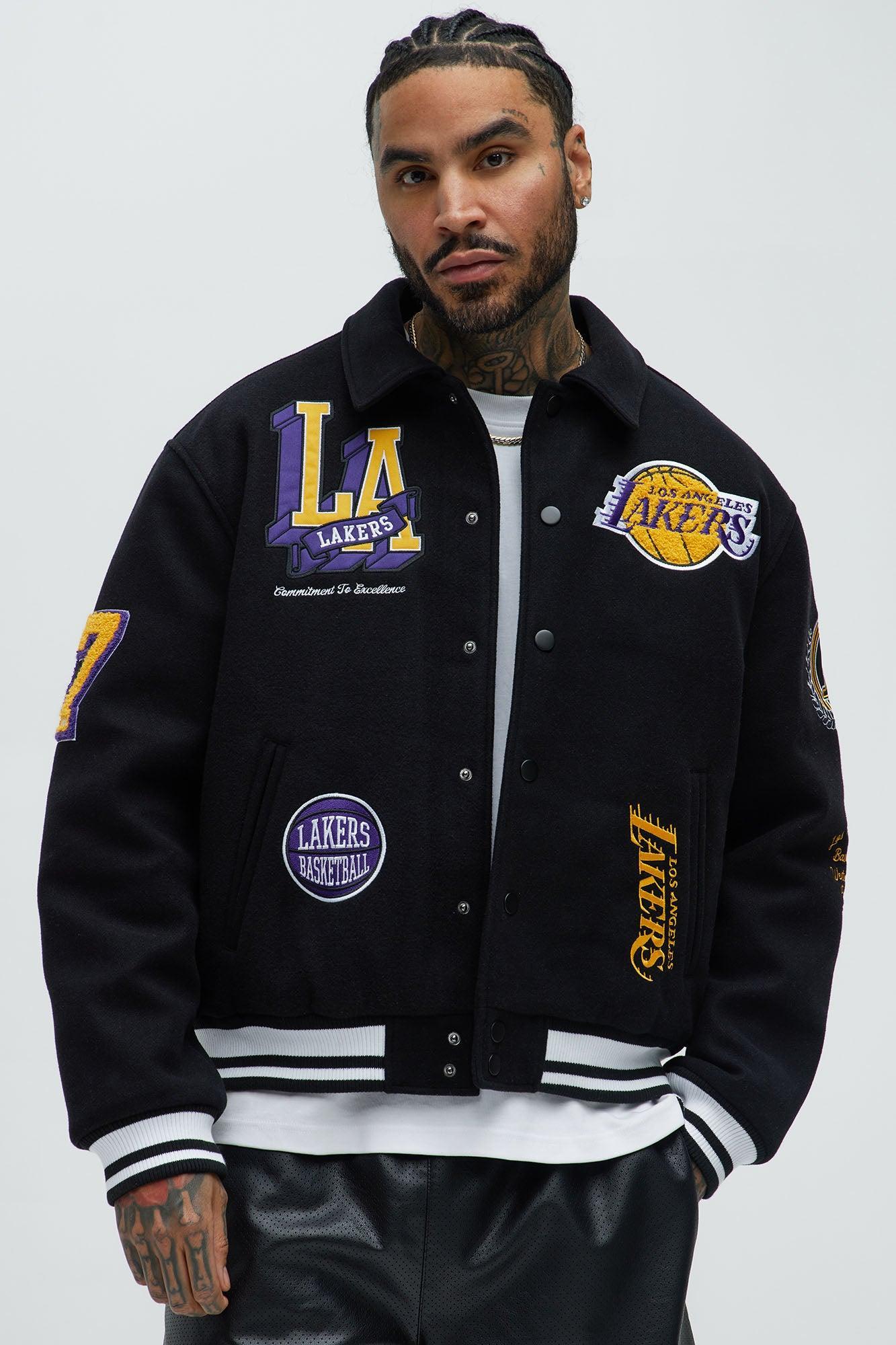 Lakers Ring Leader Varsity Jacket - Black/Yellow Male Product Image