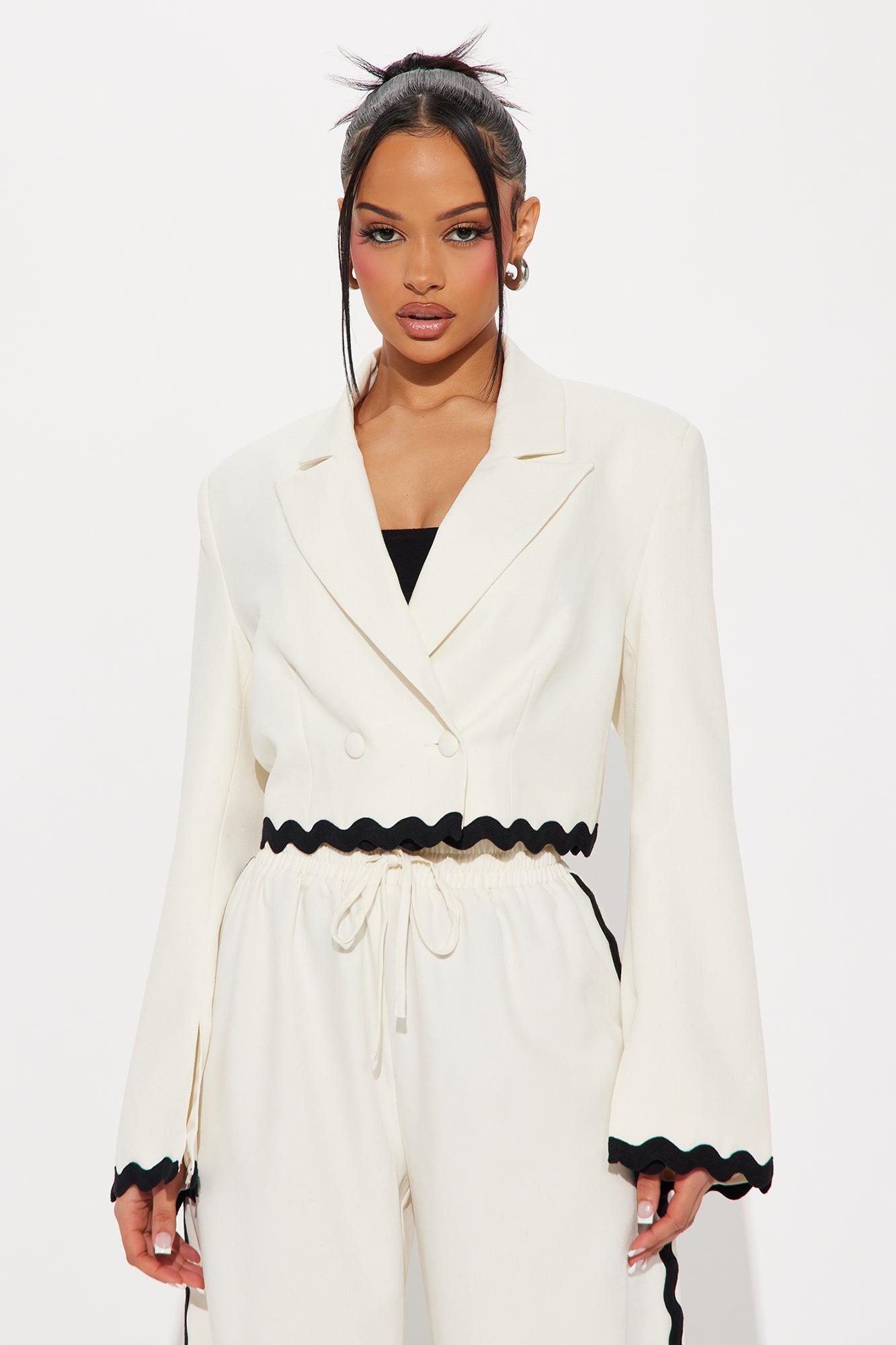 Take Me Higher Cropped Blazer - Cream Product Image