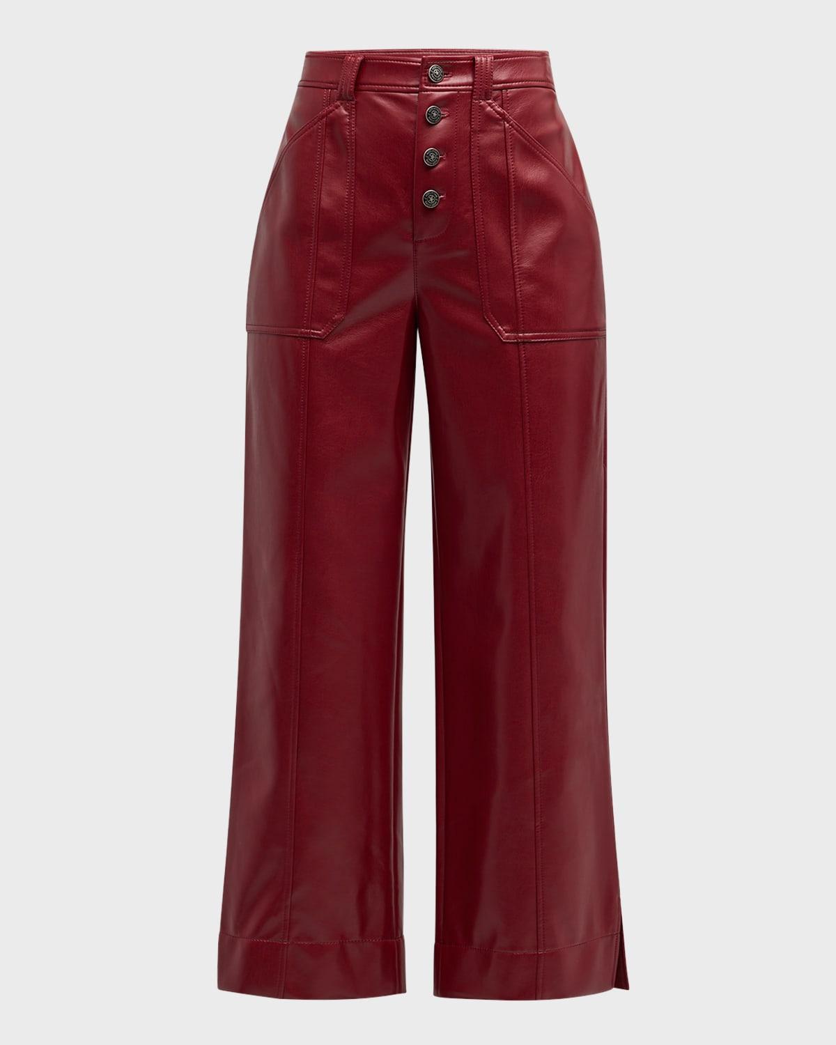 Benji Cropped Wide-Leg Faux-Leather Pants Product Image