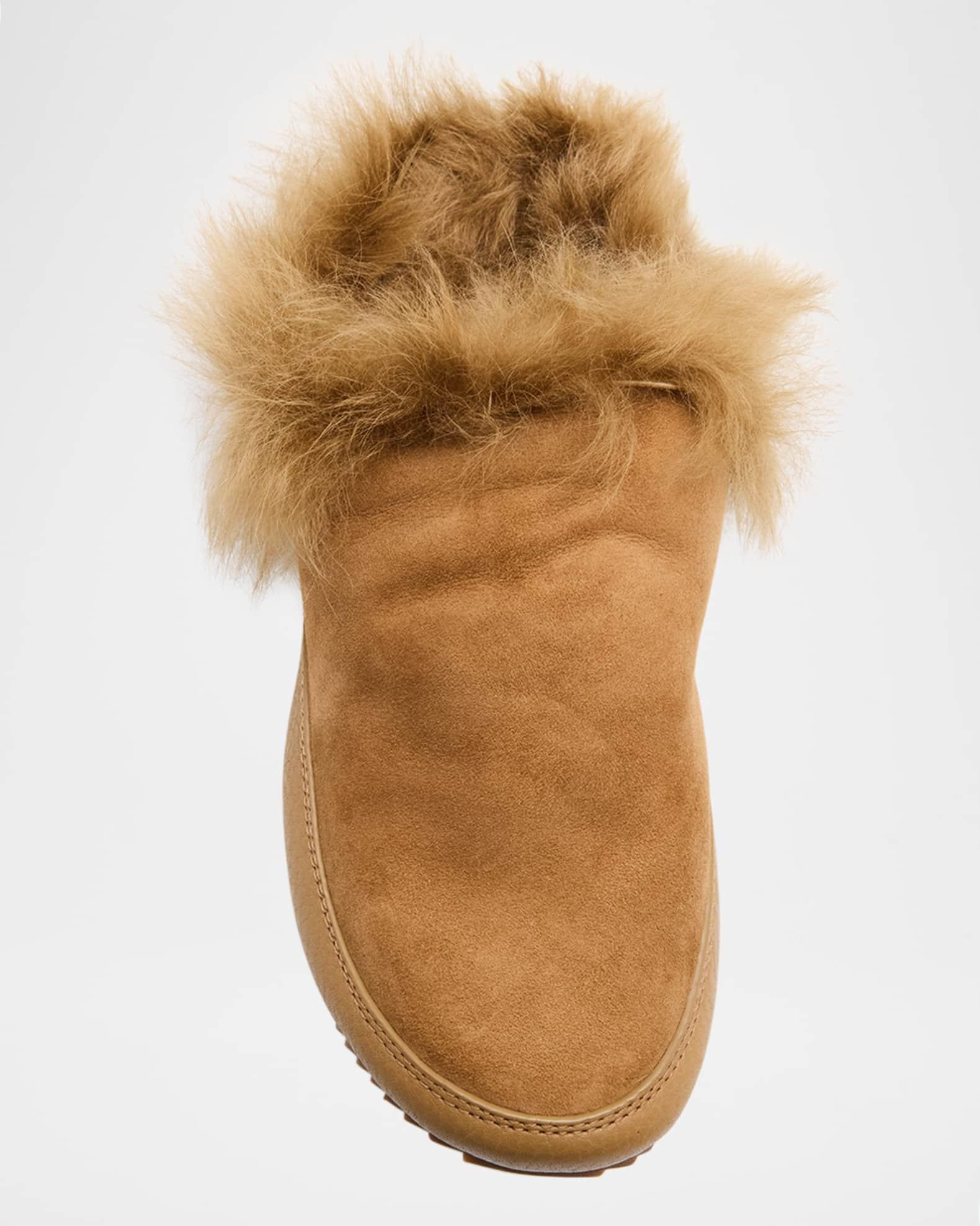 Jan Fur-Lined Mixed Leather Slippers Product Image