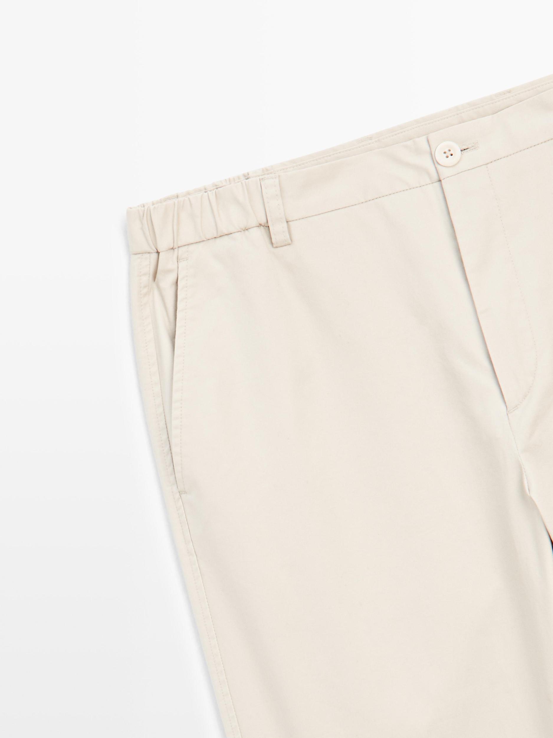 Cotton blend slim fit trousers Product Image