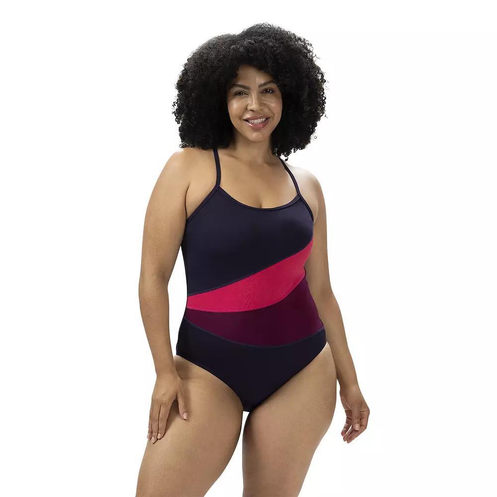 Women's Dolfin Aquashape Color Block One-Piece Swimsuit, Size: 8, Black Product Image
